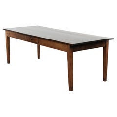 Authentic large French farmhouse antique XXL dining table with two drawers