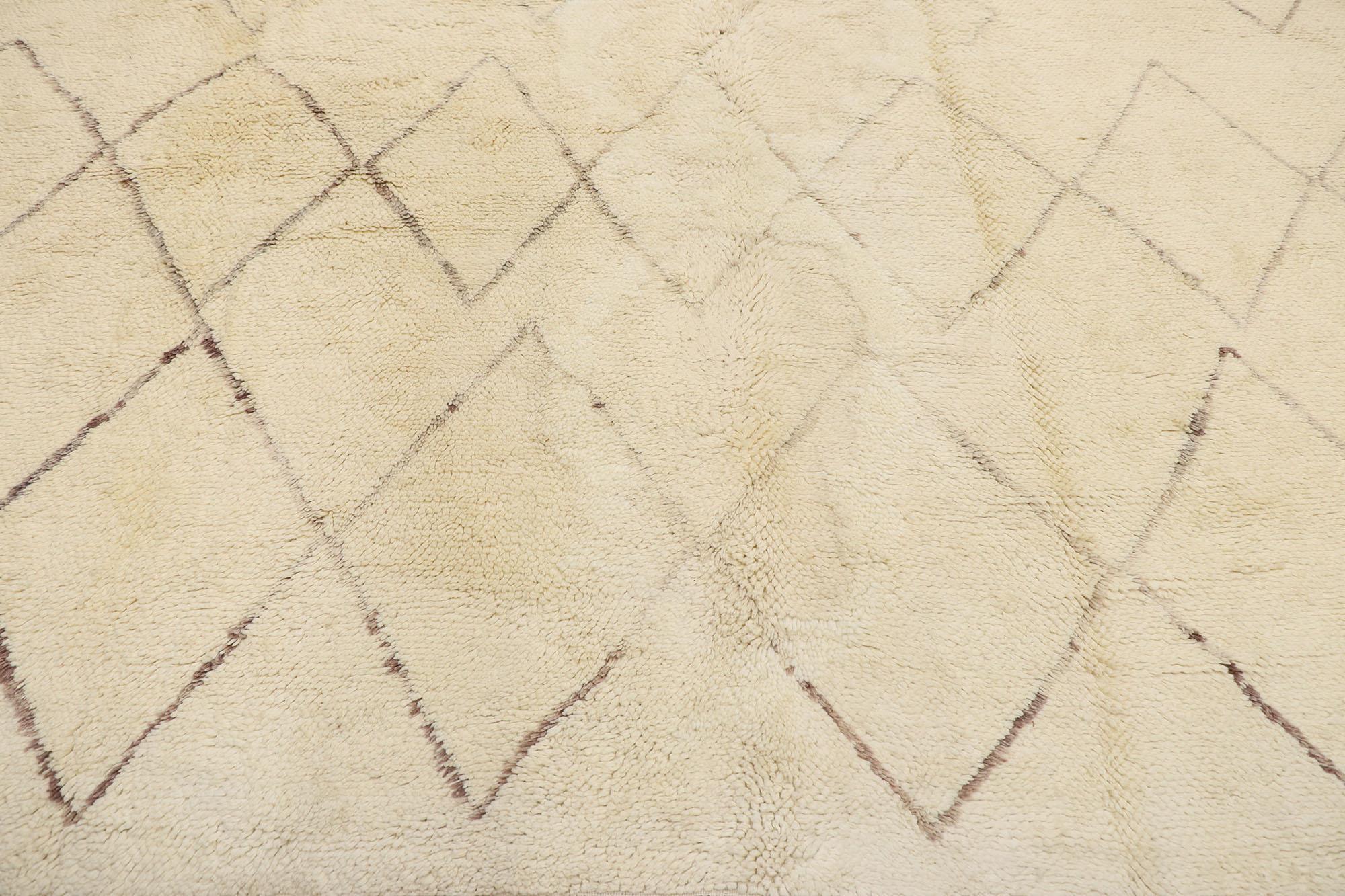 Authentischer, großer, neutraler marokkanischer Teppich, minimalistischer Shibui auf Wabi-Sabi  (Marokkanisch) im Angebot
