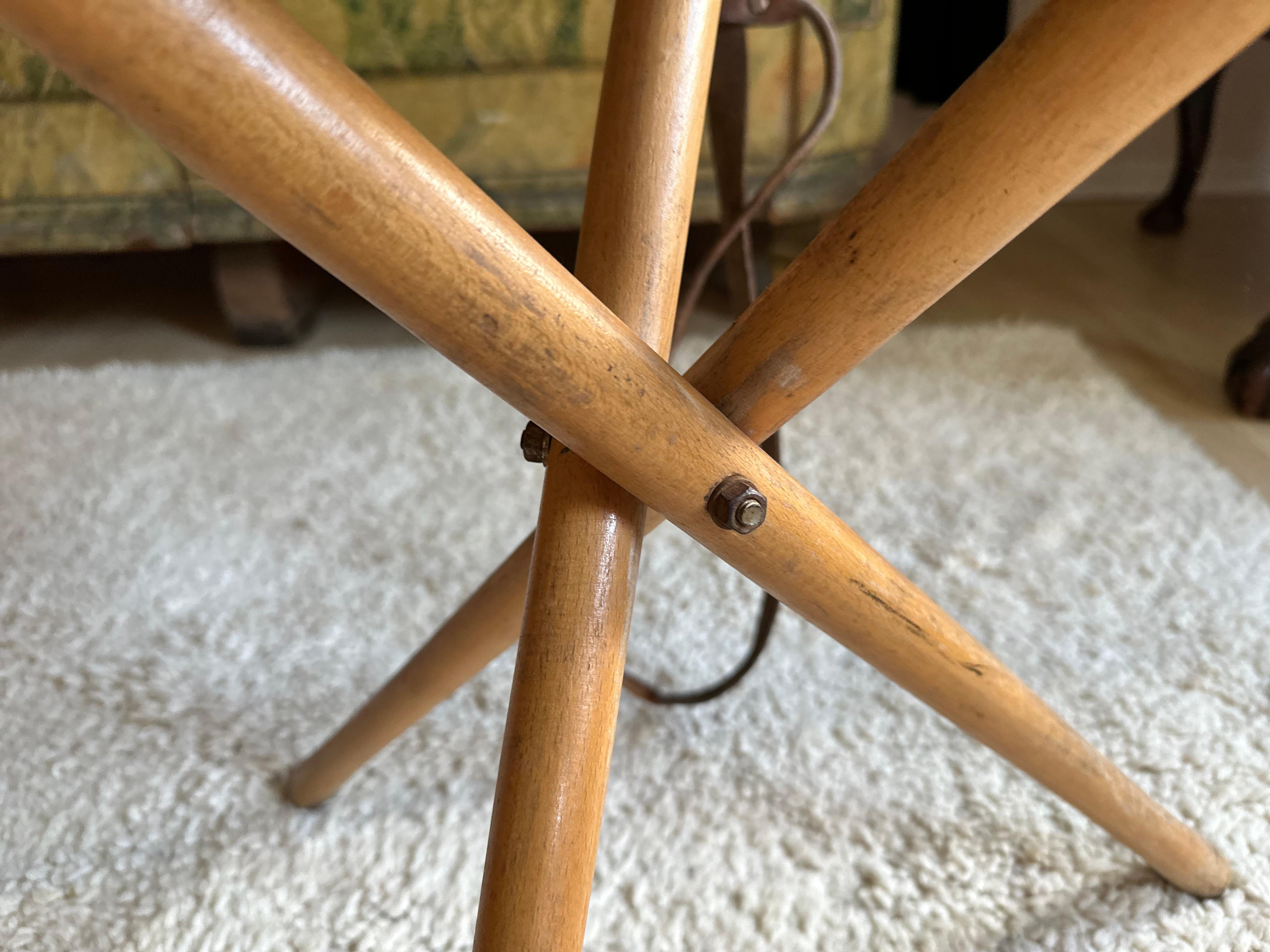 Authentic Leather Tripod Stool from the 1920s: Timeless Style and Functionality For Sale 1