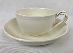 Authentic Leedsware Cups and Saucers with Double Strap Handles-Set of Six