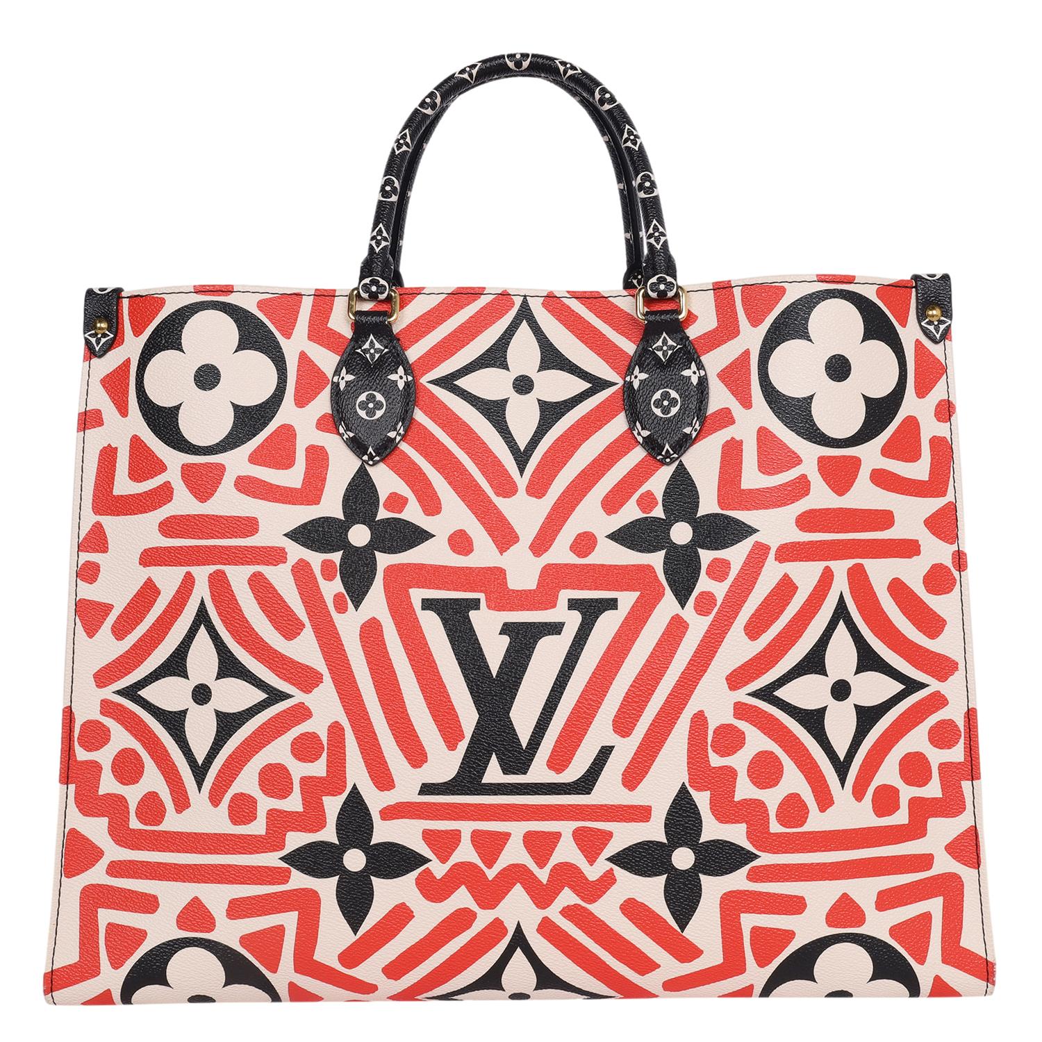 Louis Vuitton Red Black OnTheGo Tote Crafty Monogram Handbag 2020 In Excellent Condition For Sale In Salt Lake Cty, UT