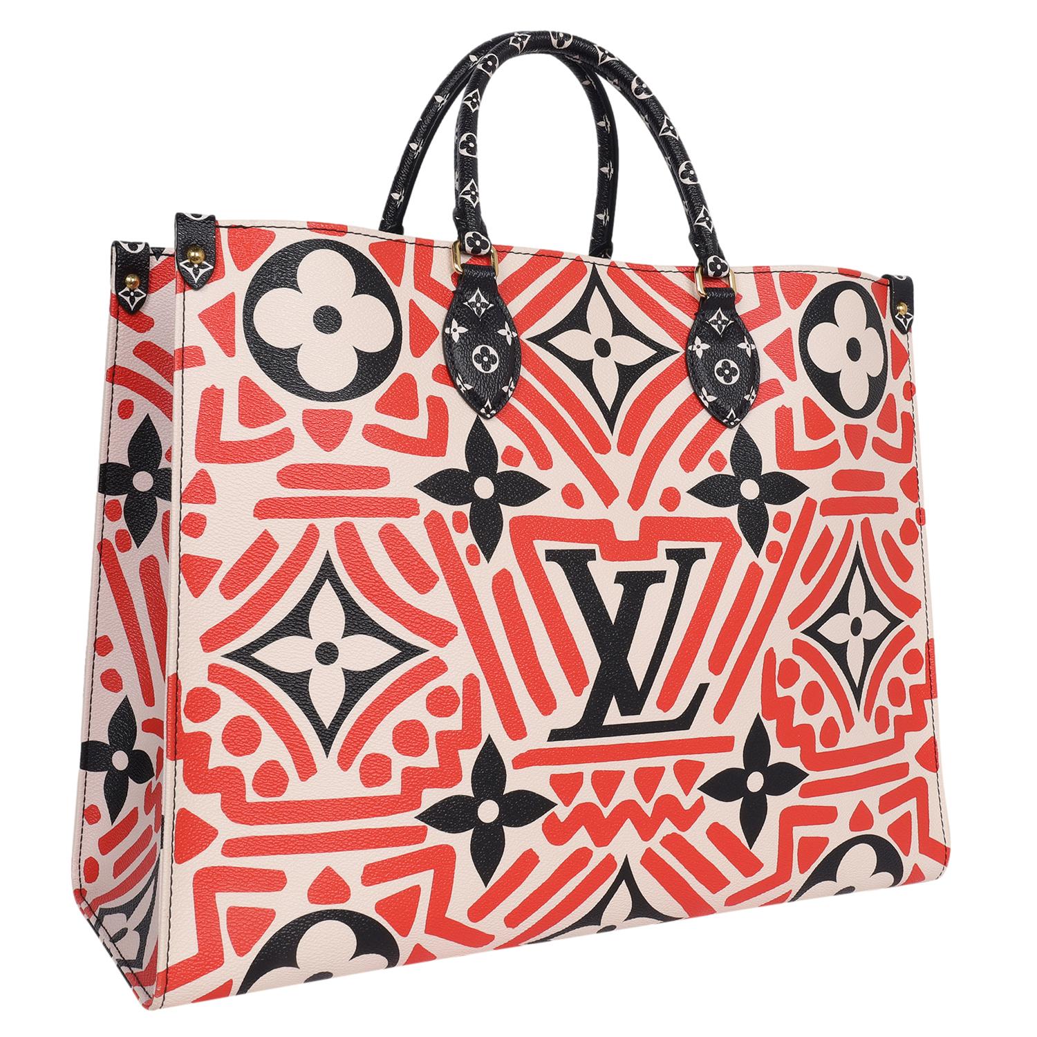 Women's Louis Vuitton Red Black OnTheGo Tote Crafty Monogram Handbag 2020 For Sale