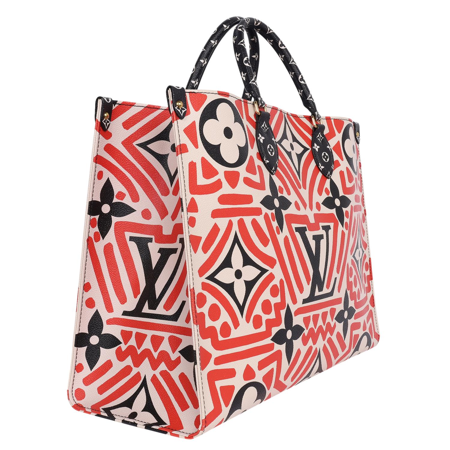 Louis Vuitton Red Black OnTheGo Tote Crafty Monogram Handbag 2020 For Sale 1