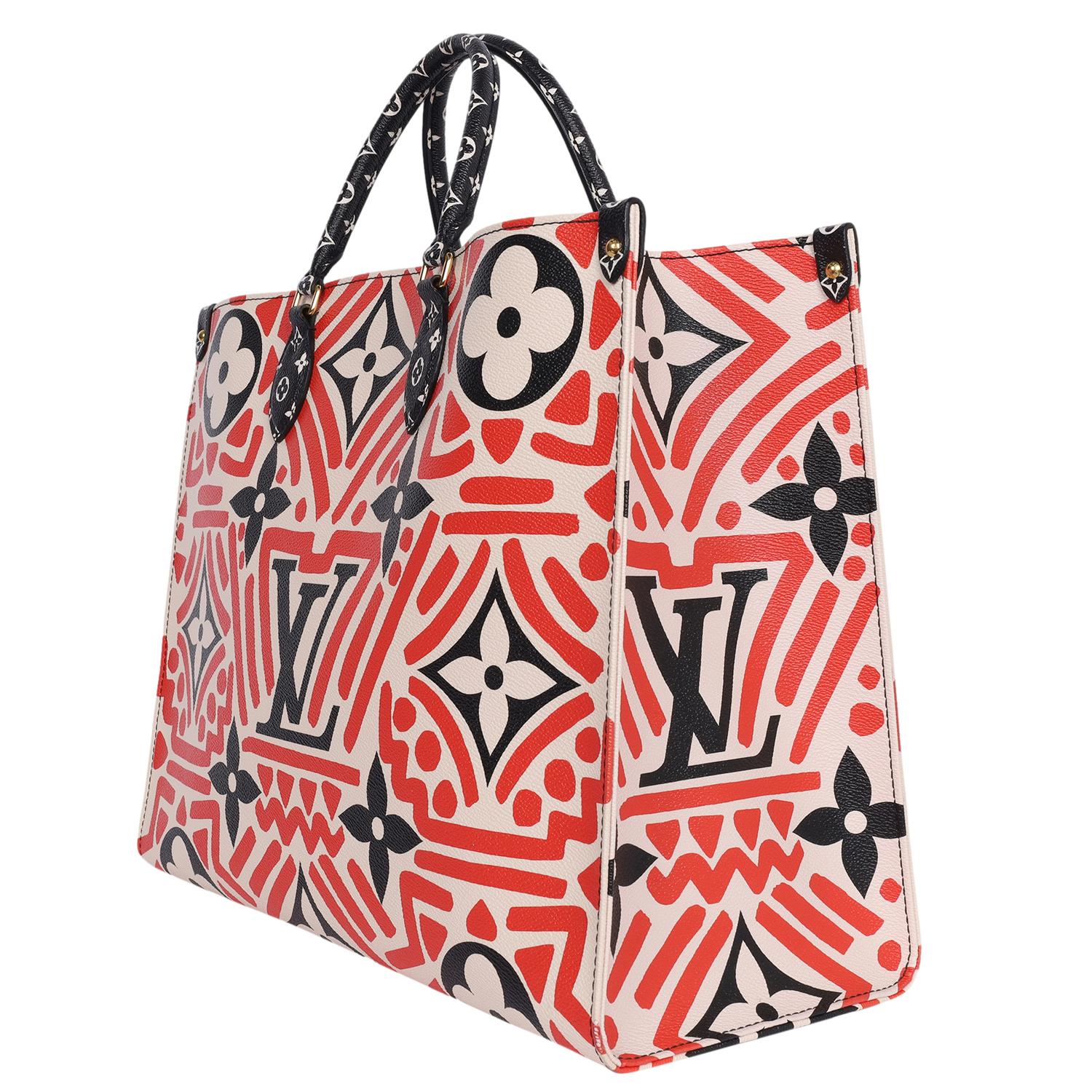 Louis Vuitton Red Black OnTheGo Tote Crafty Monogram Handbag 2020 For Sale 2
