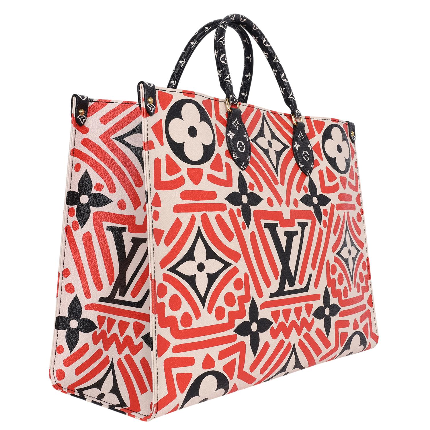 Louis Vuitton Red Black OnTheGo Tote Crafty Monogram Handbag 2020 For Sale 4
