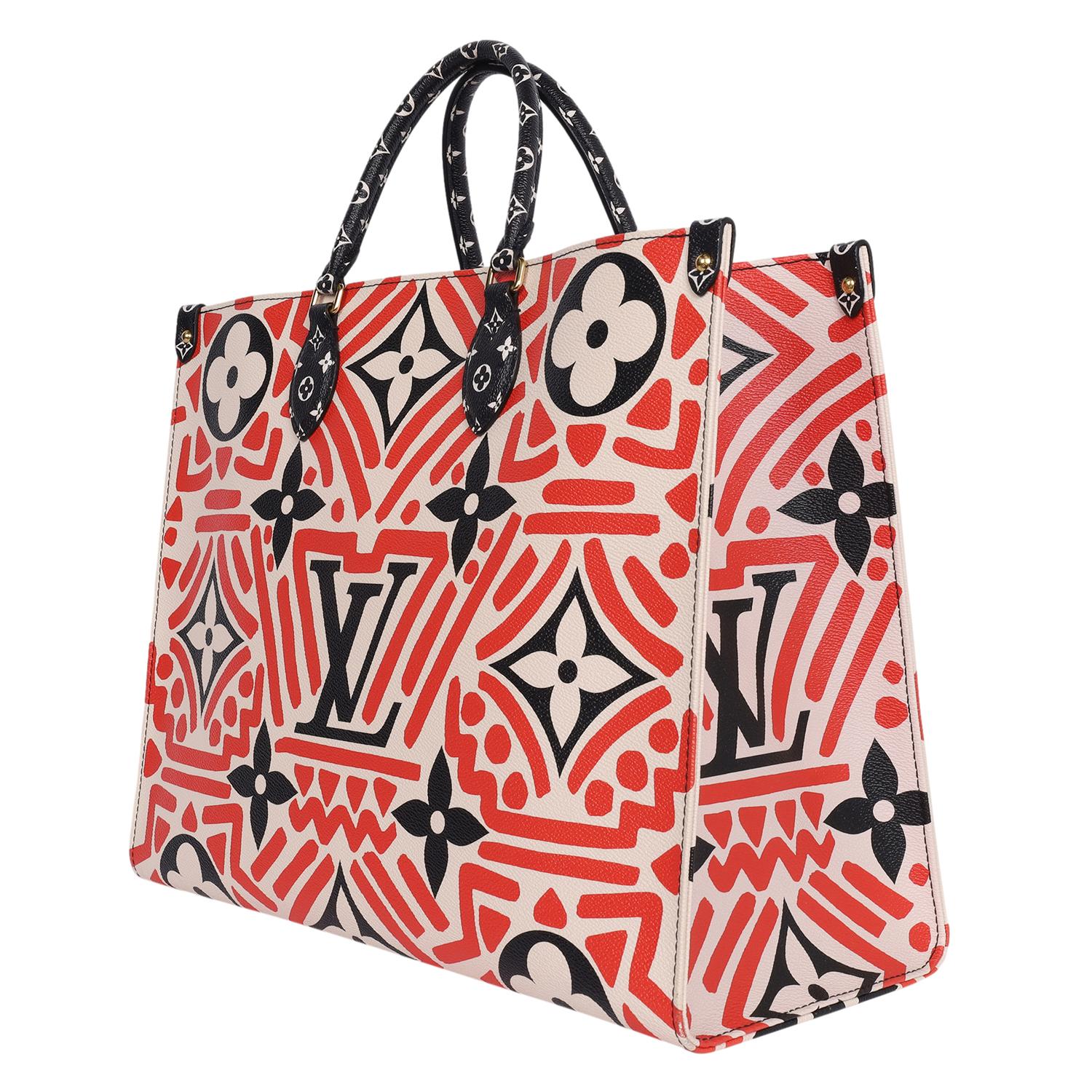 Louis Vuitton Red Black OnTheGo Tote Crafty Monogram Handbag 2020 For Sale 5