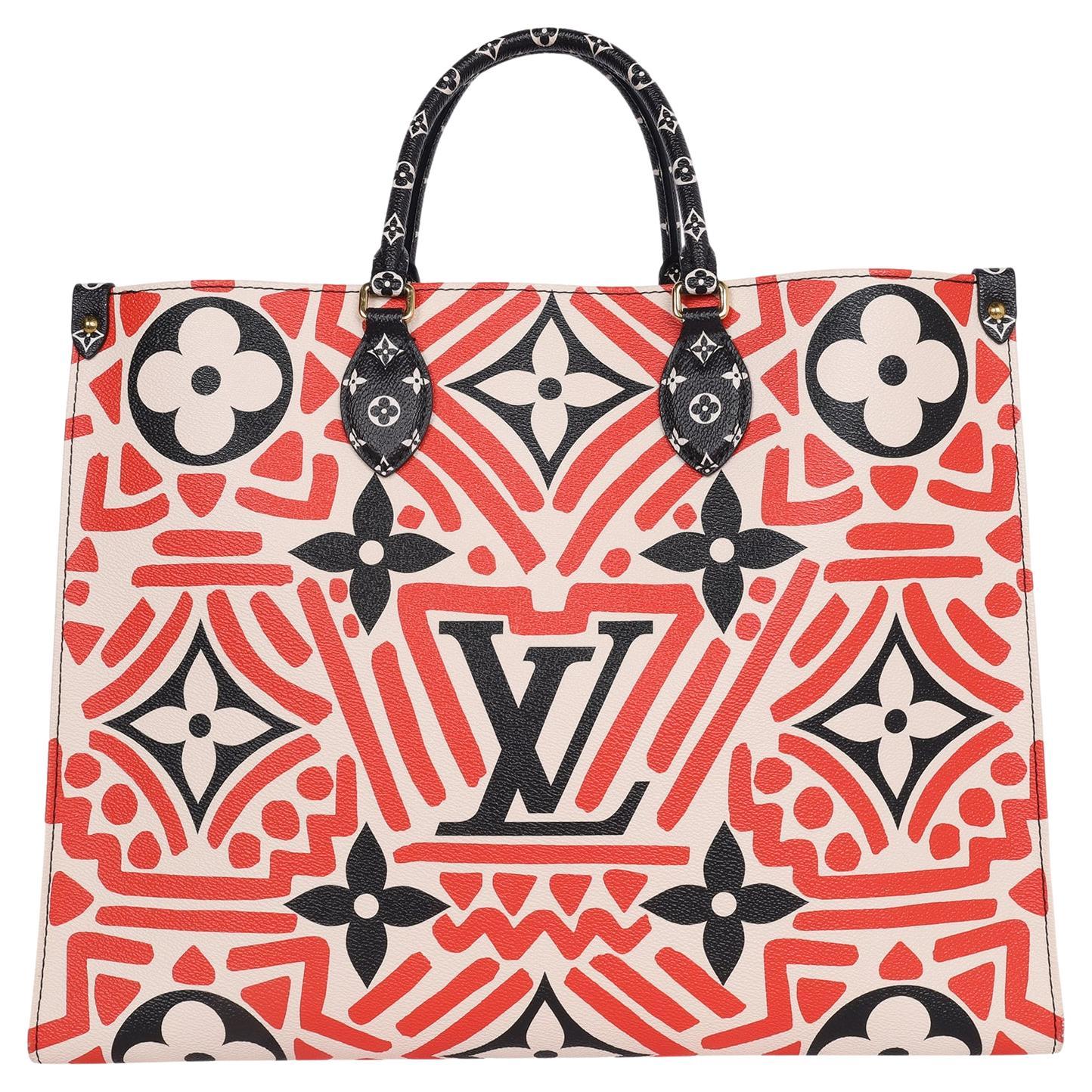 Louis Vuitton Red Black OnTheGo Tote Crafty Monogram Handbag 2020 For Sale