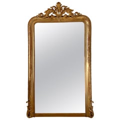 Authentic Louis Philippe Floor Giltwood Red Mercury Ice Mirror, circa 1840