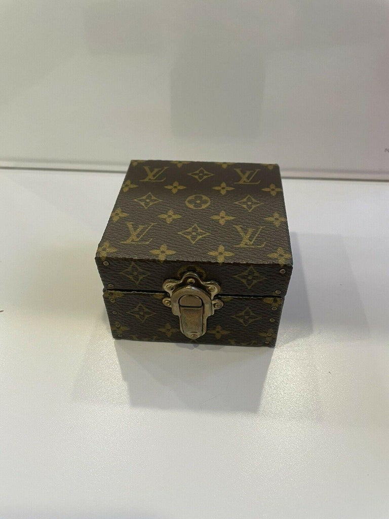 Authentic Louis Vuitton LV Logo Monogram Jewelry Hard Box Case