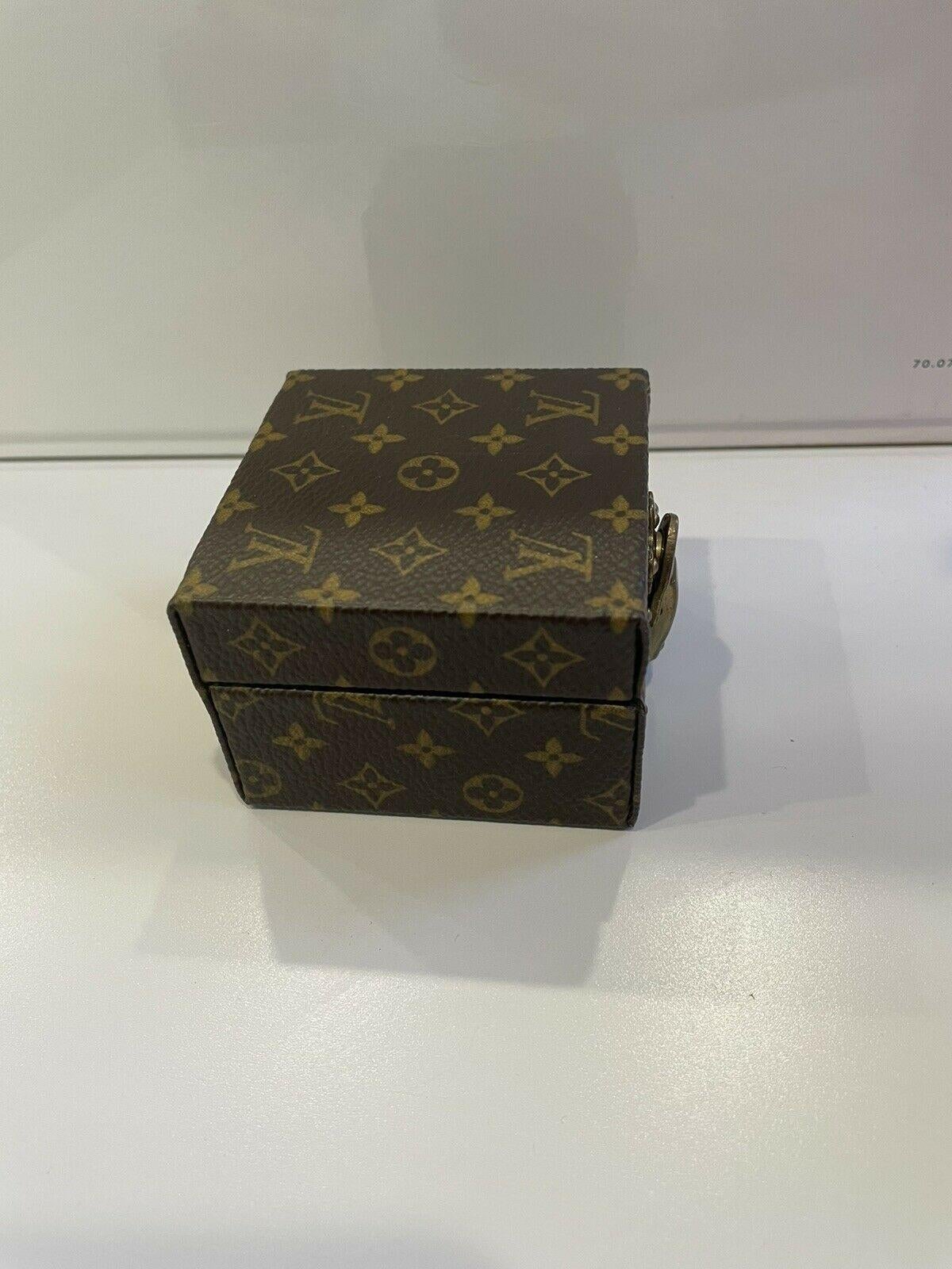 Authentic Louis Vuitton LV Logo Monogram Jewelry Hard Box Case In Excellent Condition For Sale In Beverly Hills, CA