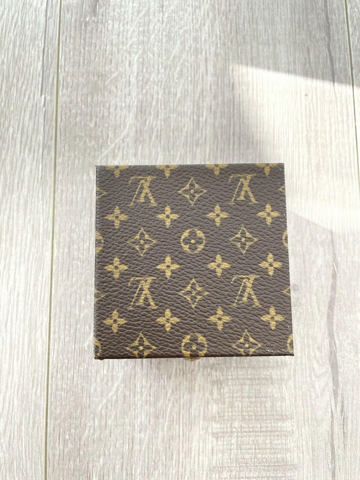 Authentic Louis Vuitton LV Logo Monogram Jewelry Hard Case Necklace Pendant Box In Good Condition In Beverly Hills, CA