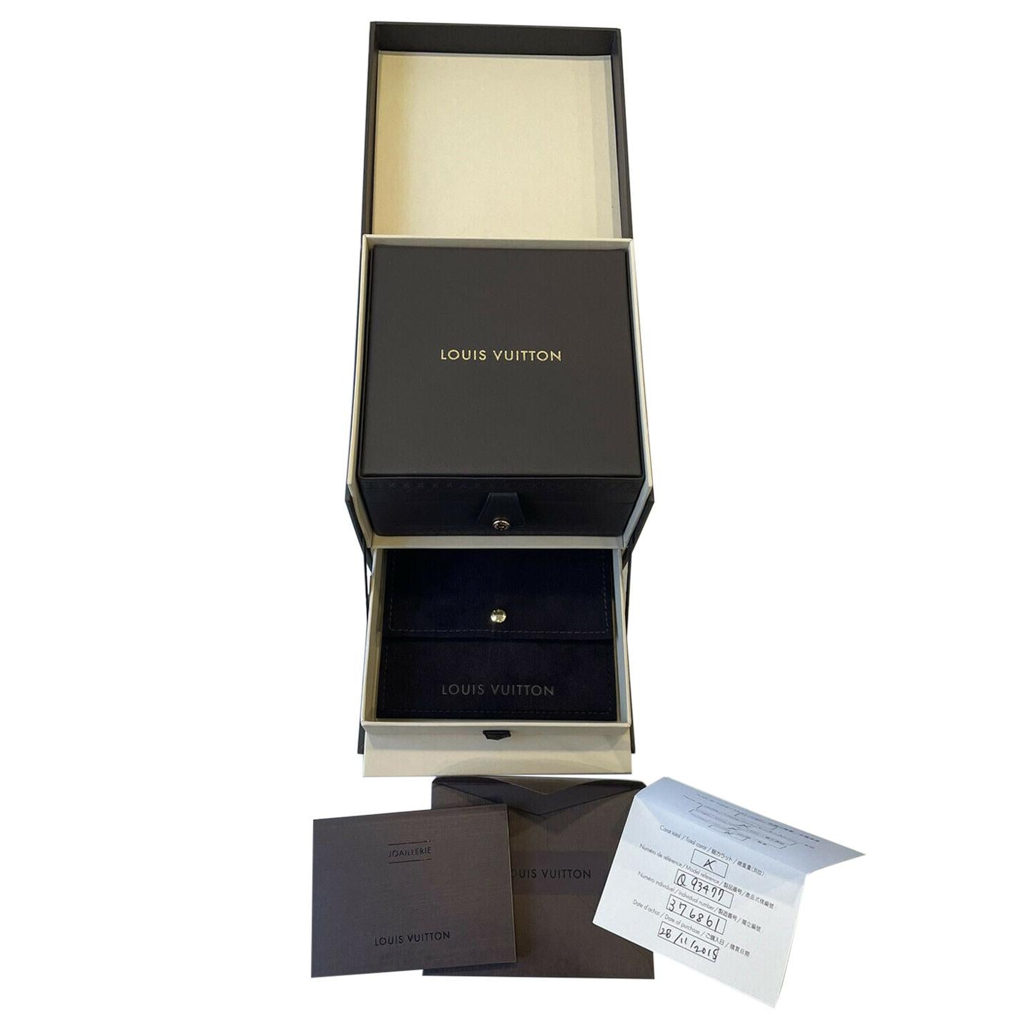 Authentic Louis Vuitton LV Pendant Necklace Box, Pouch & Outer Box Large Size For Sale