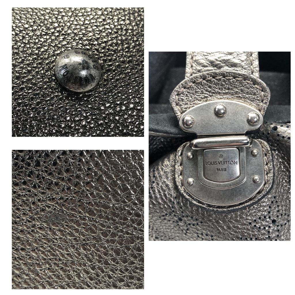 Gray Authentic Louis Vuitton Metallic Mahina XL Shoulder Bag in dust bag w/ Receipt