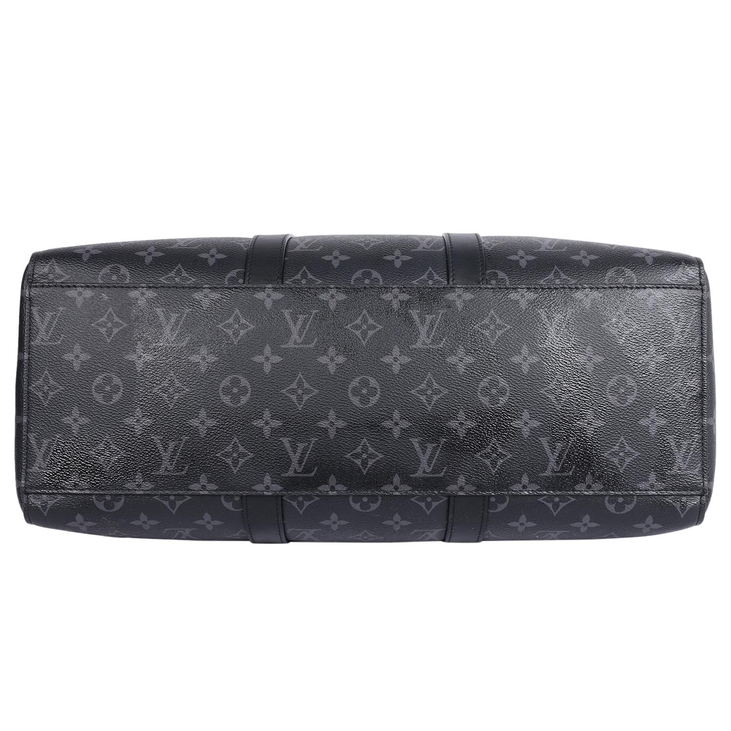 Authentic Louis Vuitton Monogram Eclipse Sac Plat Horizontal Zipper Tote 4
