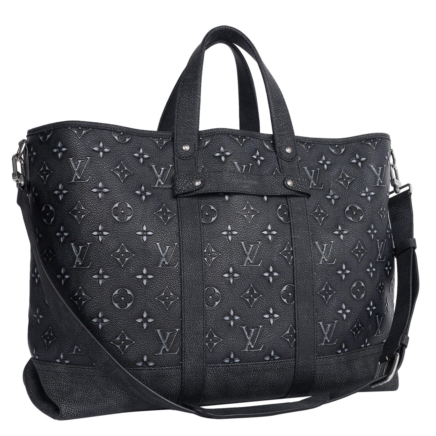 Louis Vuitton Black Monogram Leather Journey Tote Shoulder Bag For Sale 7