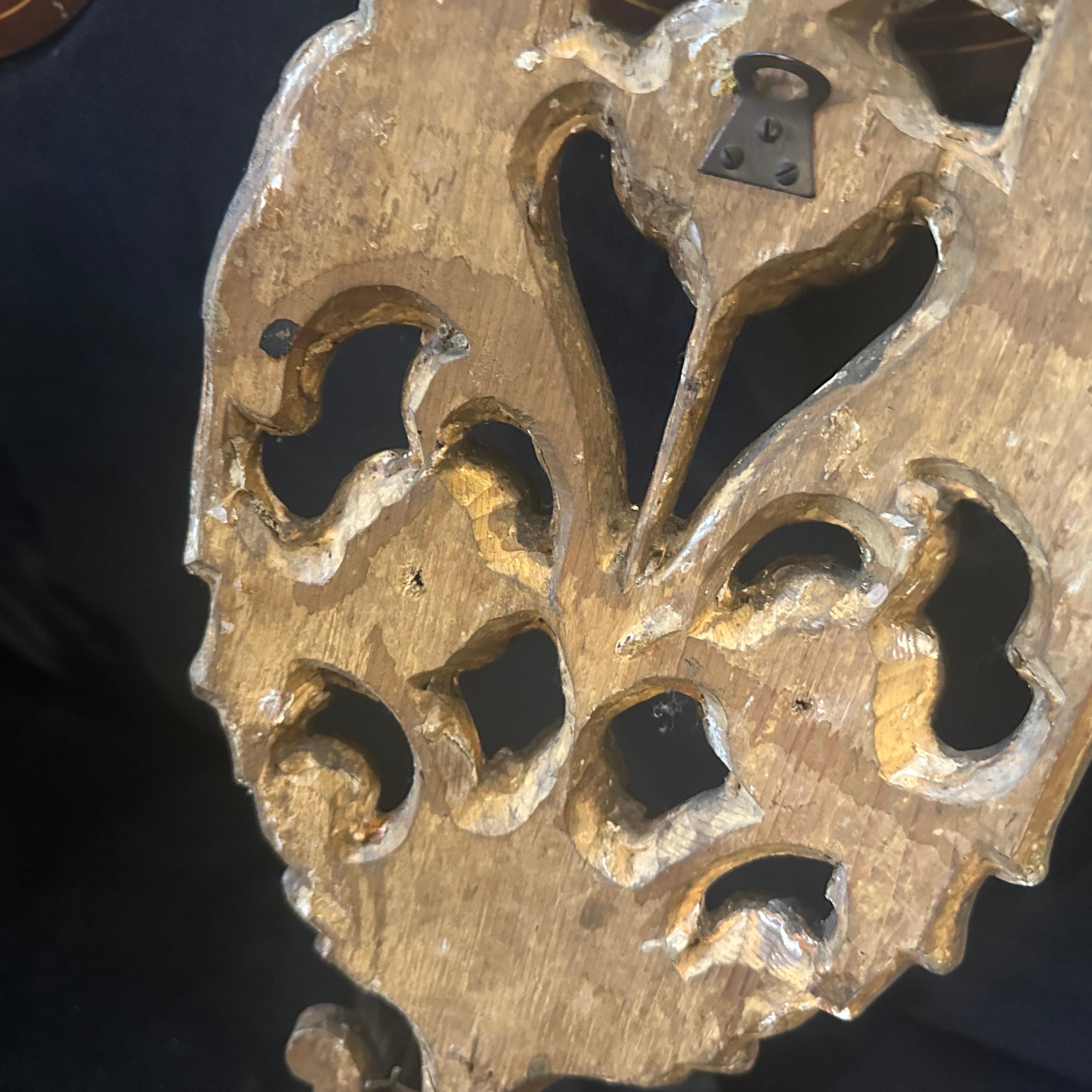 Auténticos candelabros de pared Luis XVI de madera de tilo plateada de Sicilia y hierro en venta 6