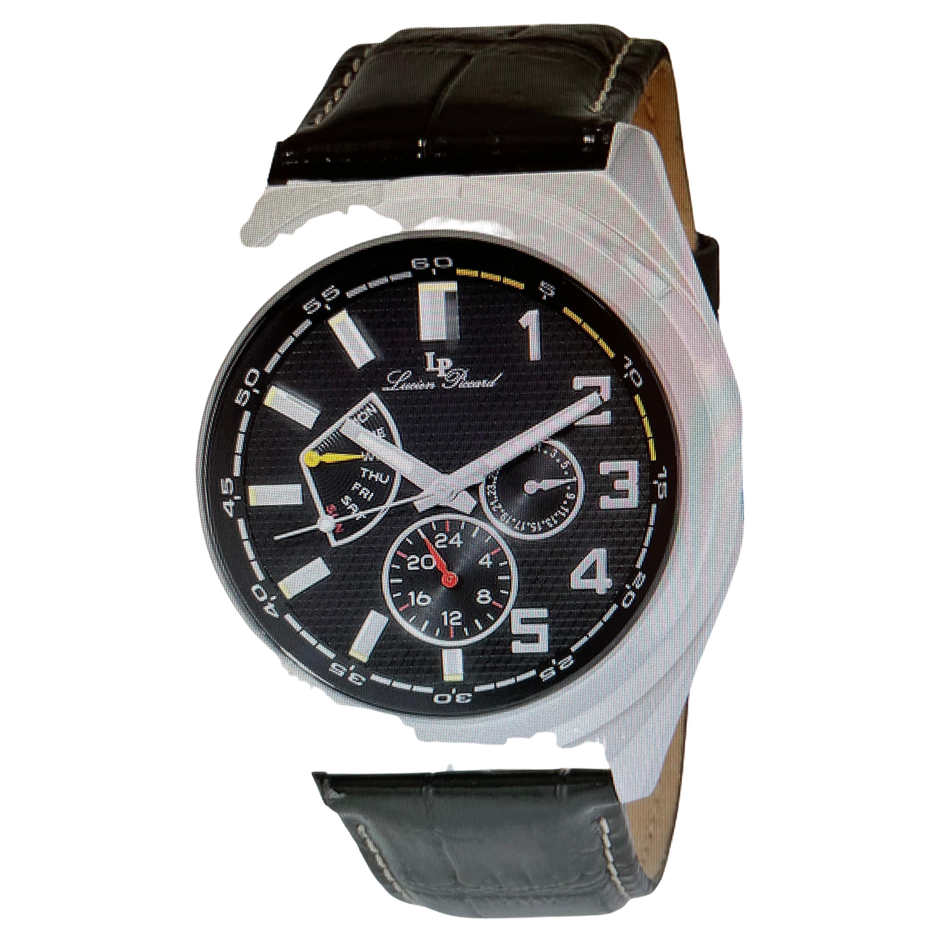 Pre owned
Authentic LUCIEN PICCARD Heritage Black Dial Men's Multifunction Watch 28104BK
Description
Silver-tone stainless steel case with a black leather strap. Fixed silver-tone stainless steel bezel. Black dial with silver-tone hands and