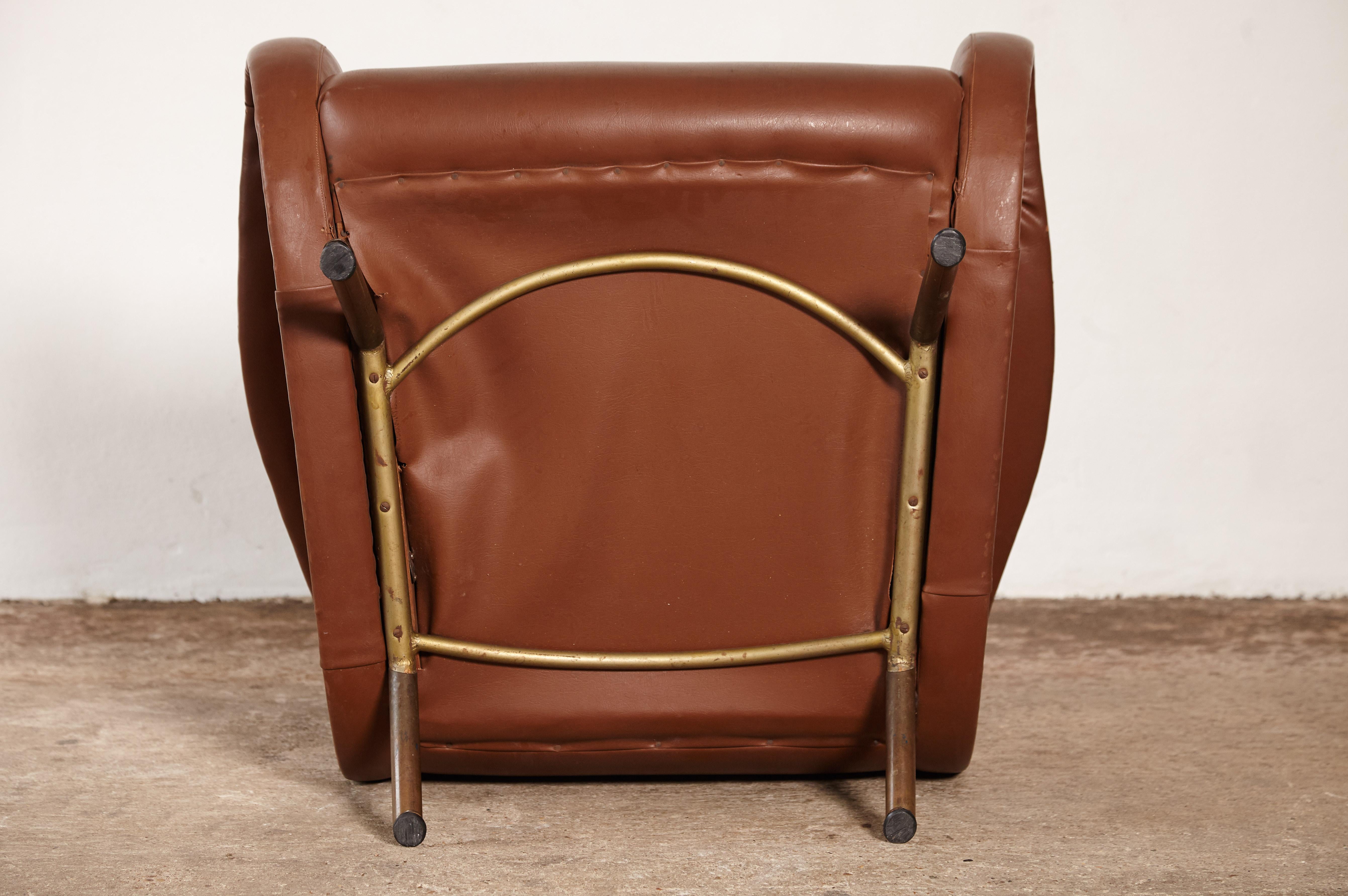 Faux Leather Authentic Marco Zanuso Lady Chair, Arflex, Italy, 1950s-1960s