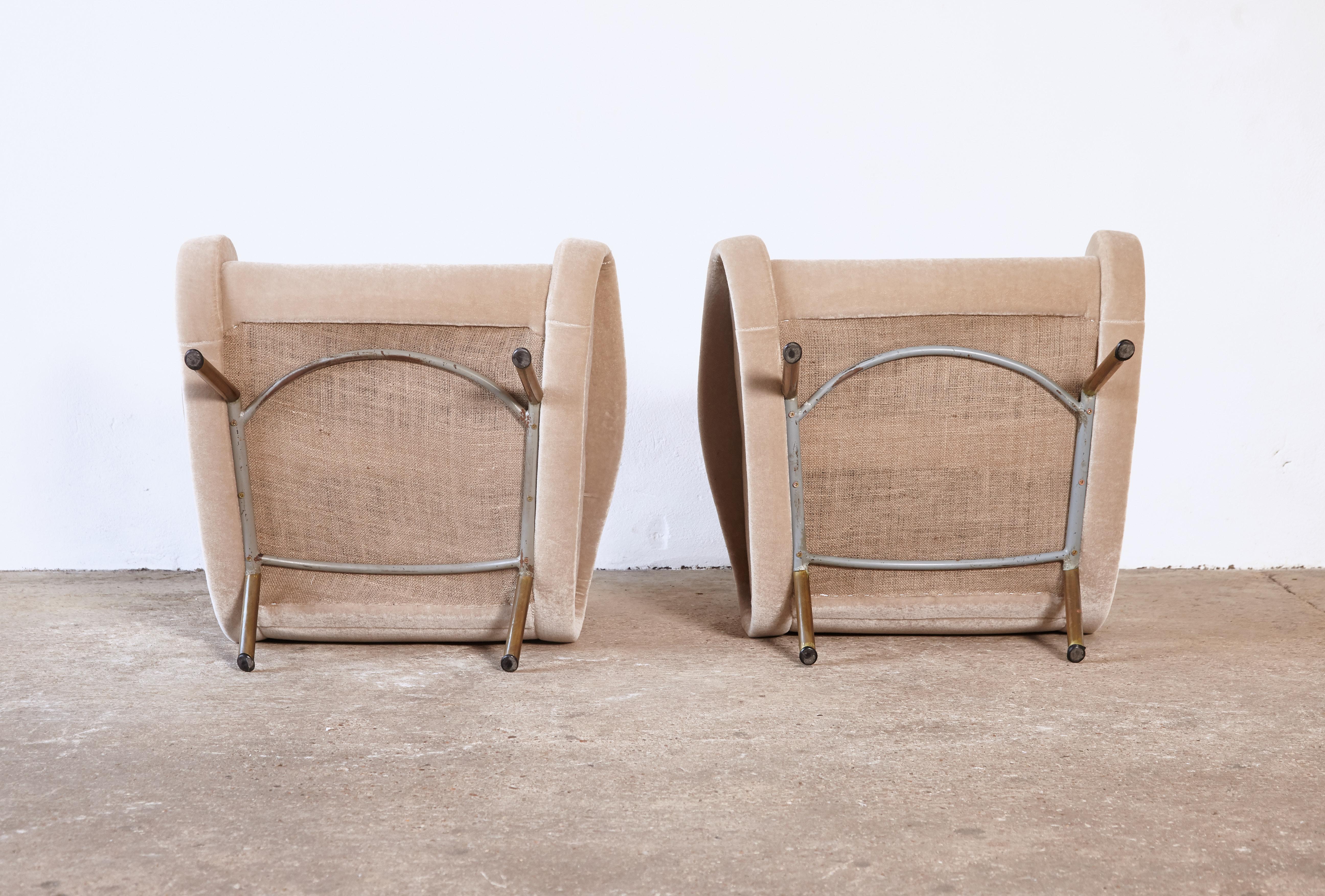 Authentic Marco Zanuso Lady Chairs, 1950s, Newly Reupholstered in Mohair 1