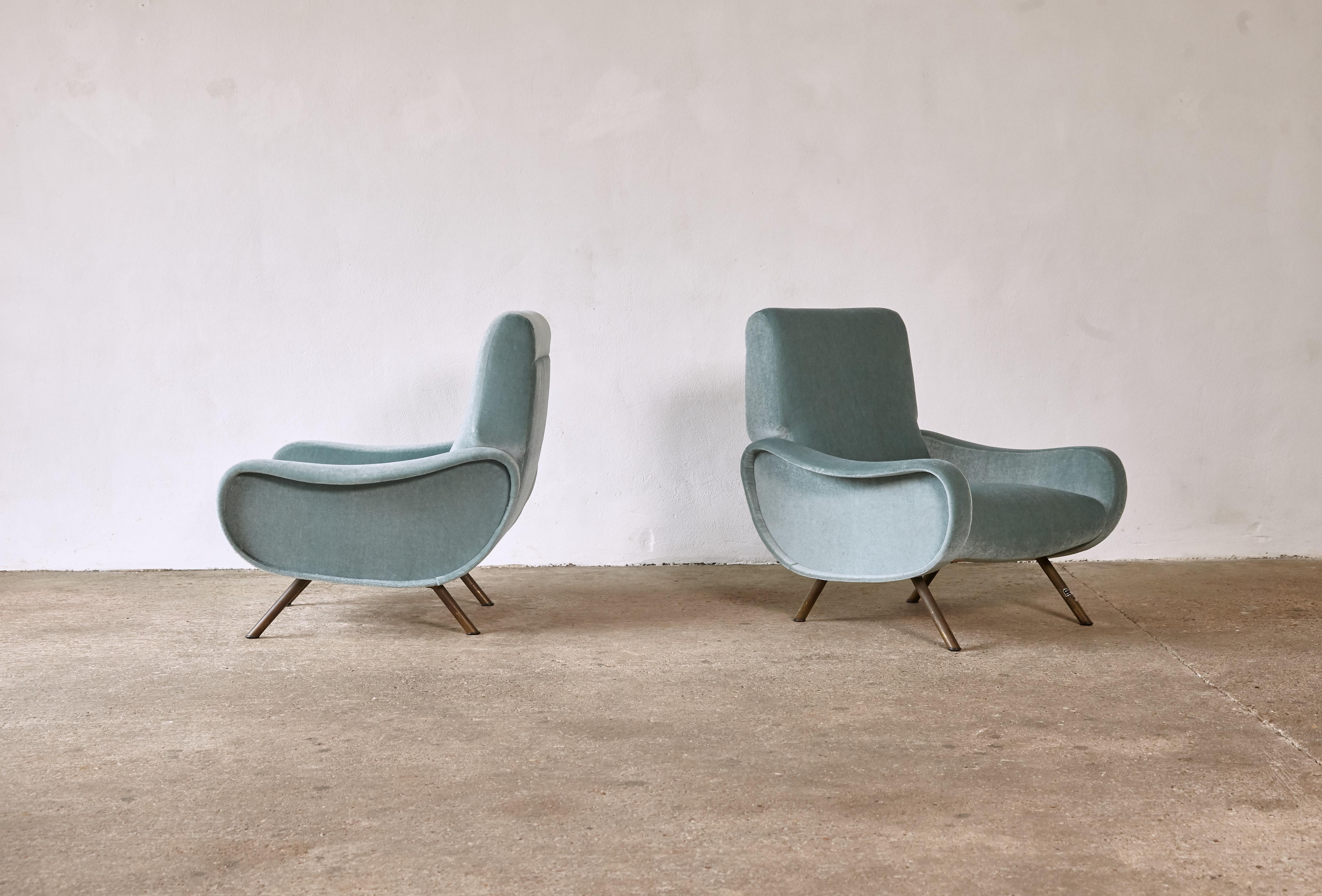 Authentic Marco Zanuso Lady Chairs, 1950s, Newly Reupholstered in Pure Mohair 8