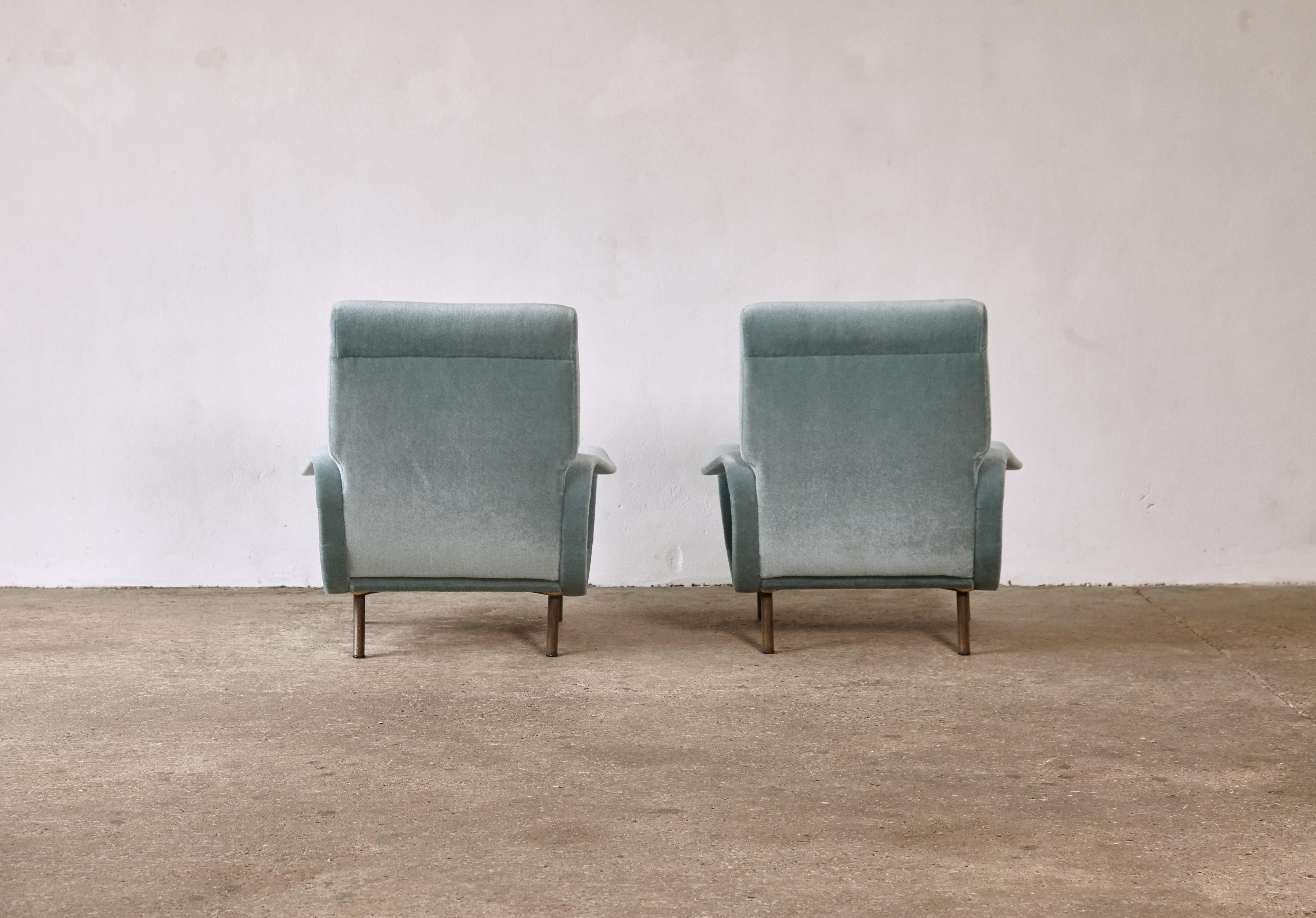 Authentic Marco Zanuso Lady Chairs, 1950s, Newly Reupholstered in Pure Mohair 1
