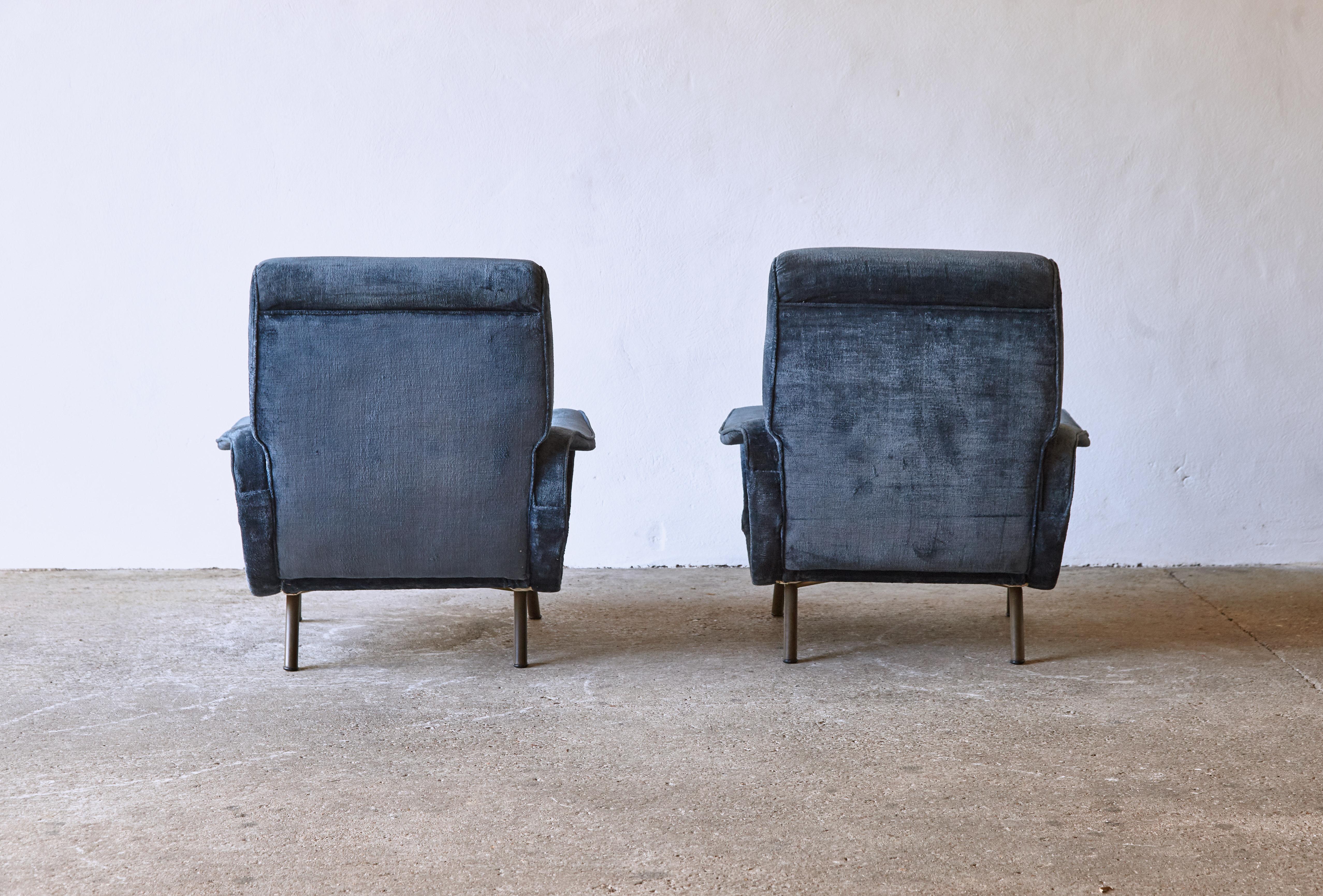 Brass Authentic Marco Zanuso Lady Chairs, Arflex, Italy, 1950s