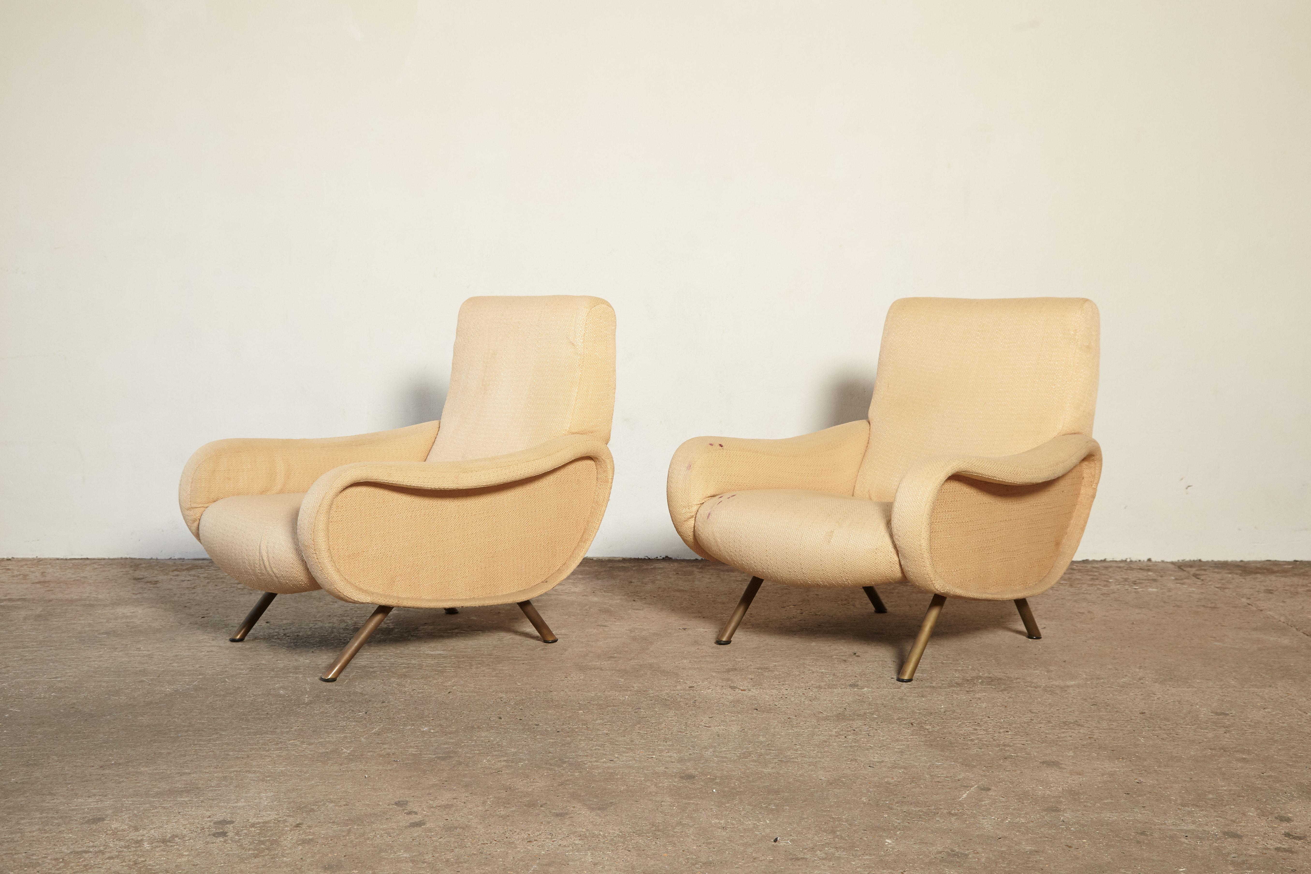 Mid-Century Modern Authentic Marco Zanuso Lady Chairs, Arflex, Italy, 1960s for Re-Upholstery