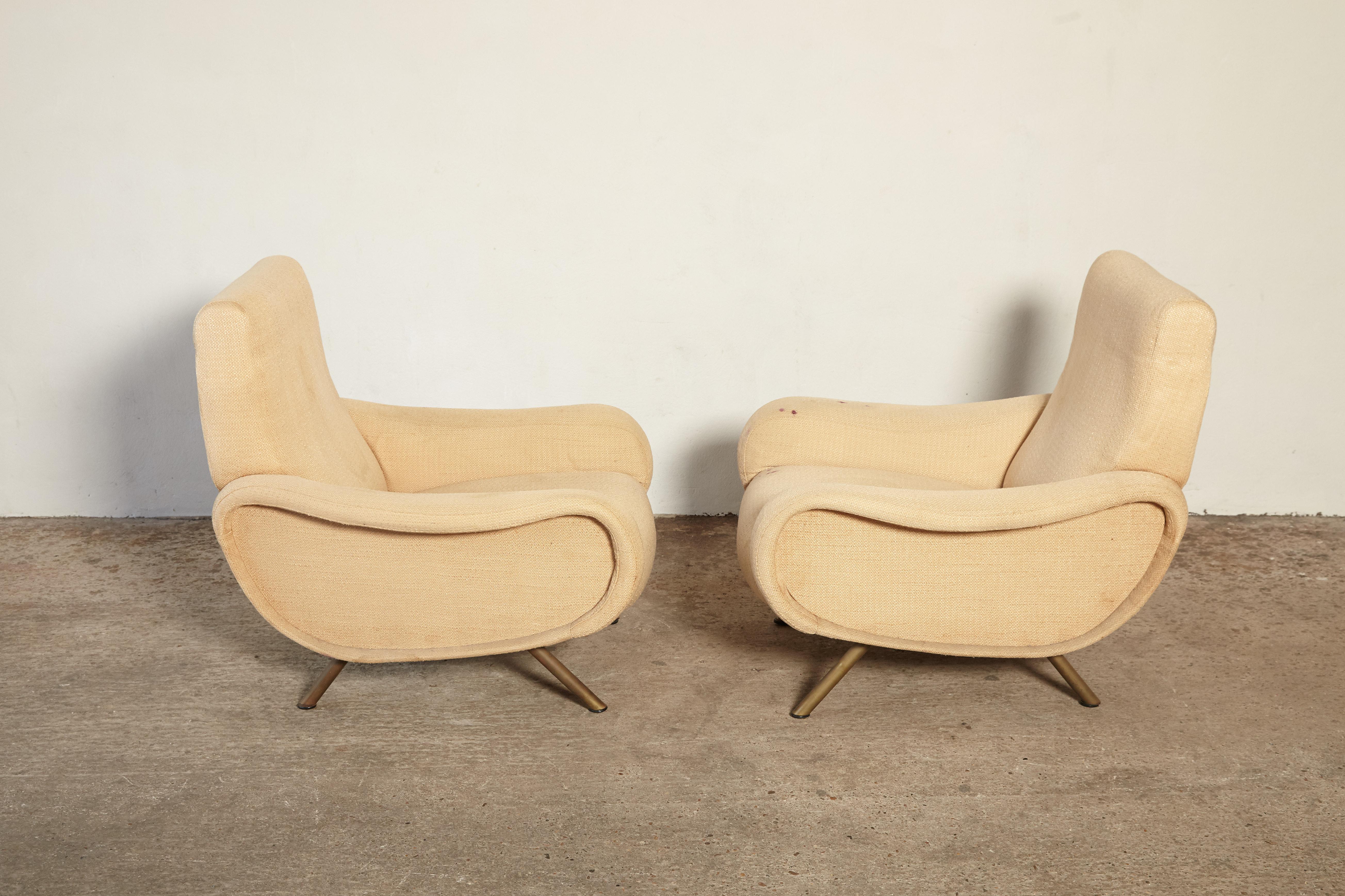 Authentic Marco Zanuso Lady Chairs, Arflex, Italy, 1960s for Re-Upholstery In Good Condition In London, GB