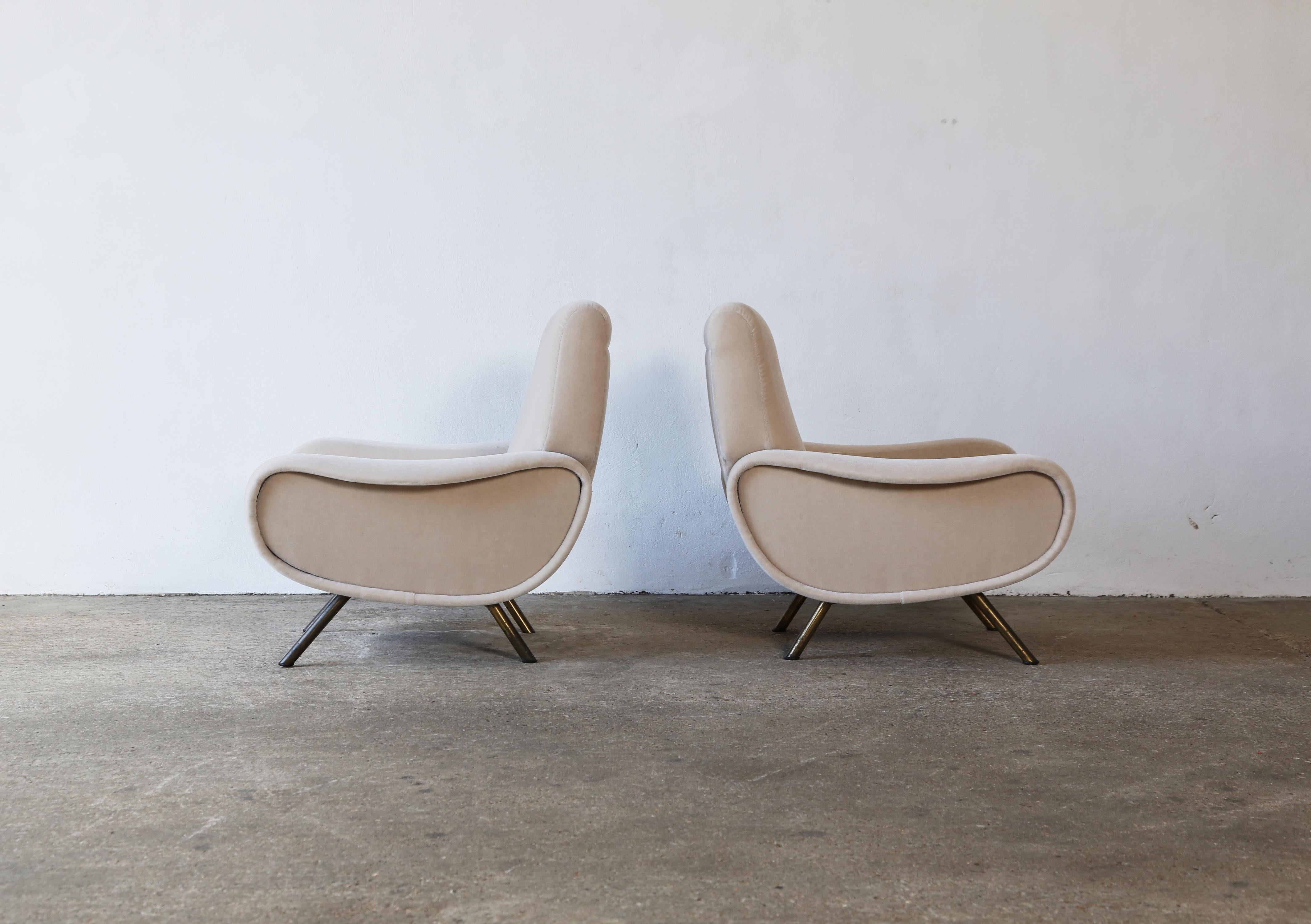 Mid-Century Modern Authentic Marco Zanuso Lady Chairs, Italy, 1950s, New Pure Mohair