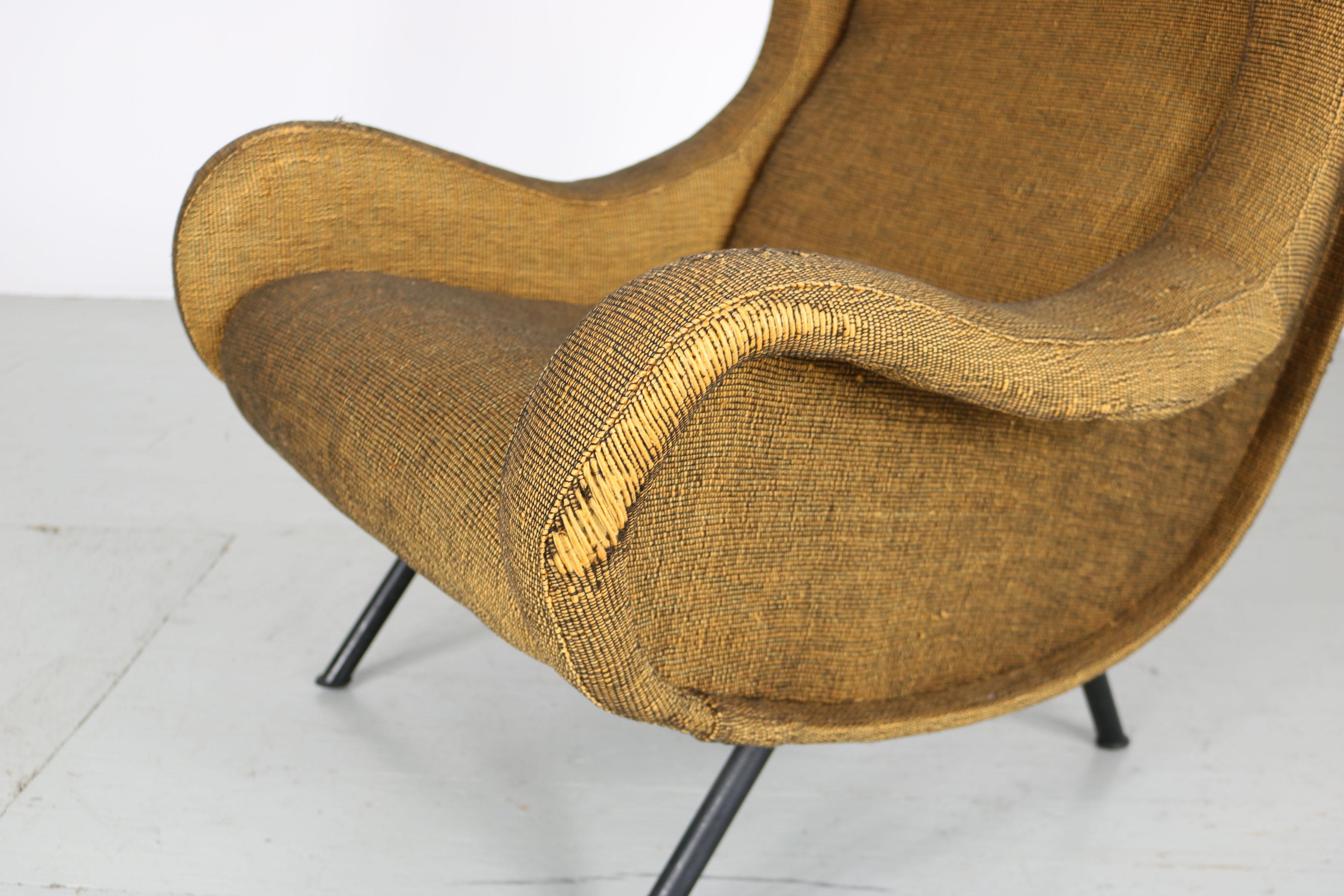 Fabric Authentic Marco Zanuso Senior Chair, Arflex, Italy, 1950s