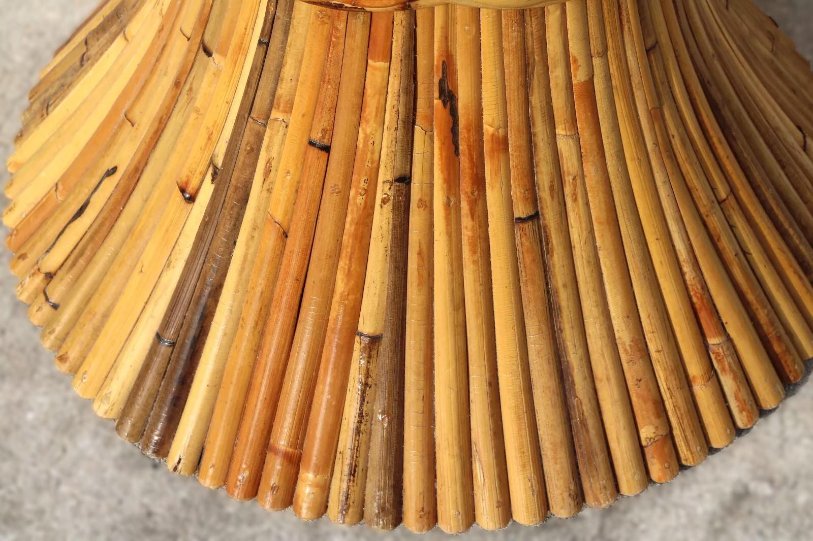 Authentique table de salle à manger à piédestal en rotin McGuire pour plateau en verre en vente 4