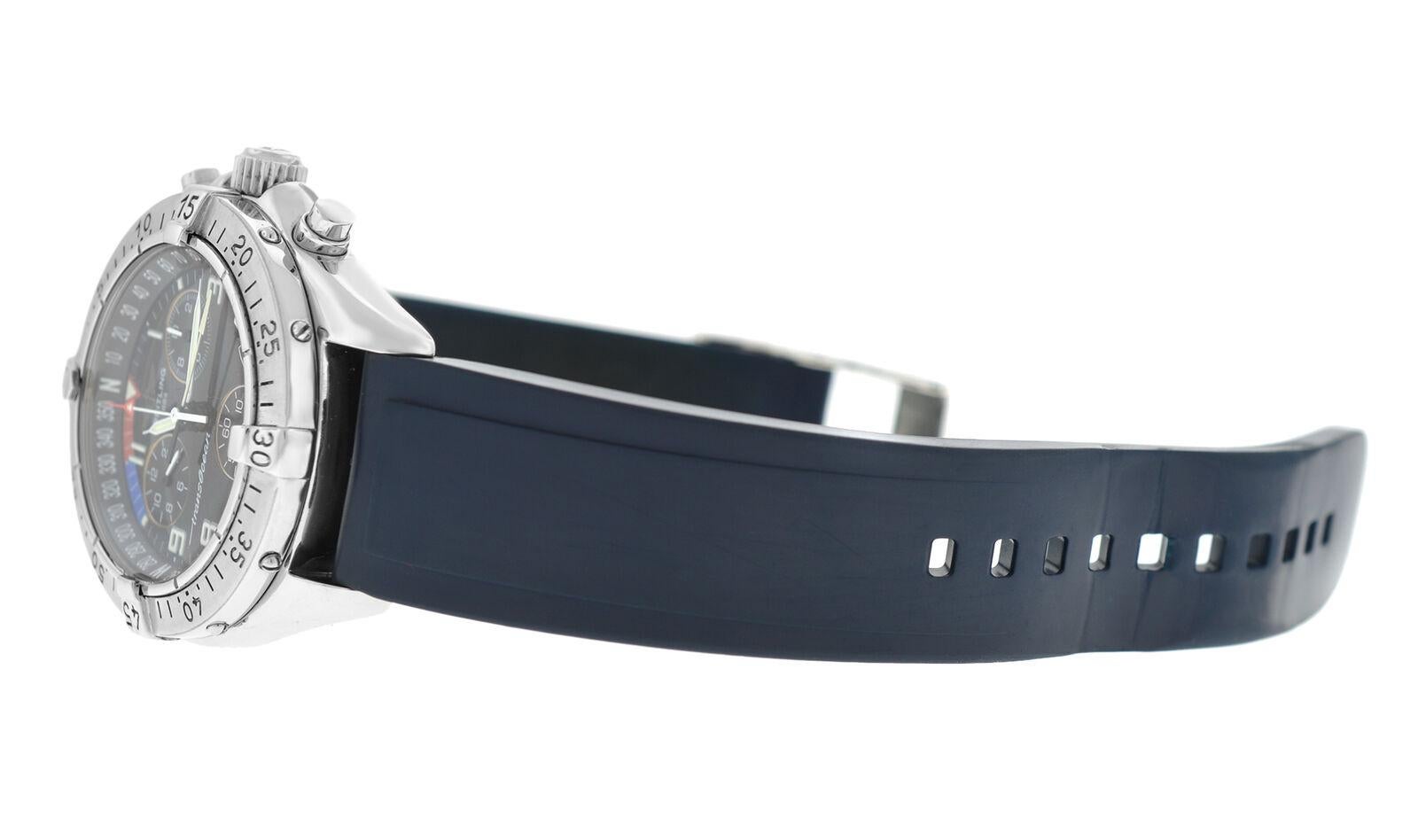 Authentic Men's Breitling SuperOcean Steel Date Quartz Watch For Sale 4