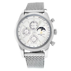 Authentic Men's Breitling Transocean Steel Chronograph Moon Watch