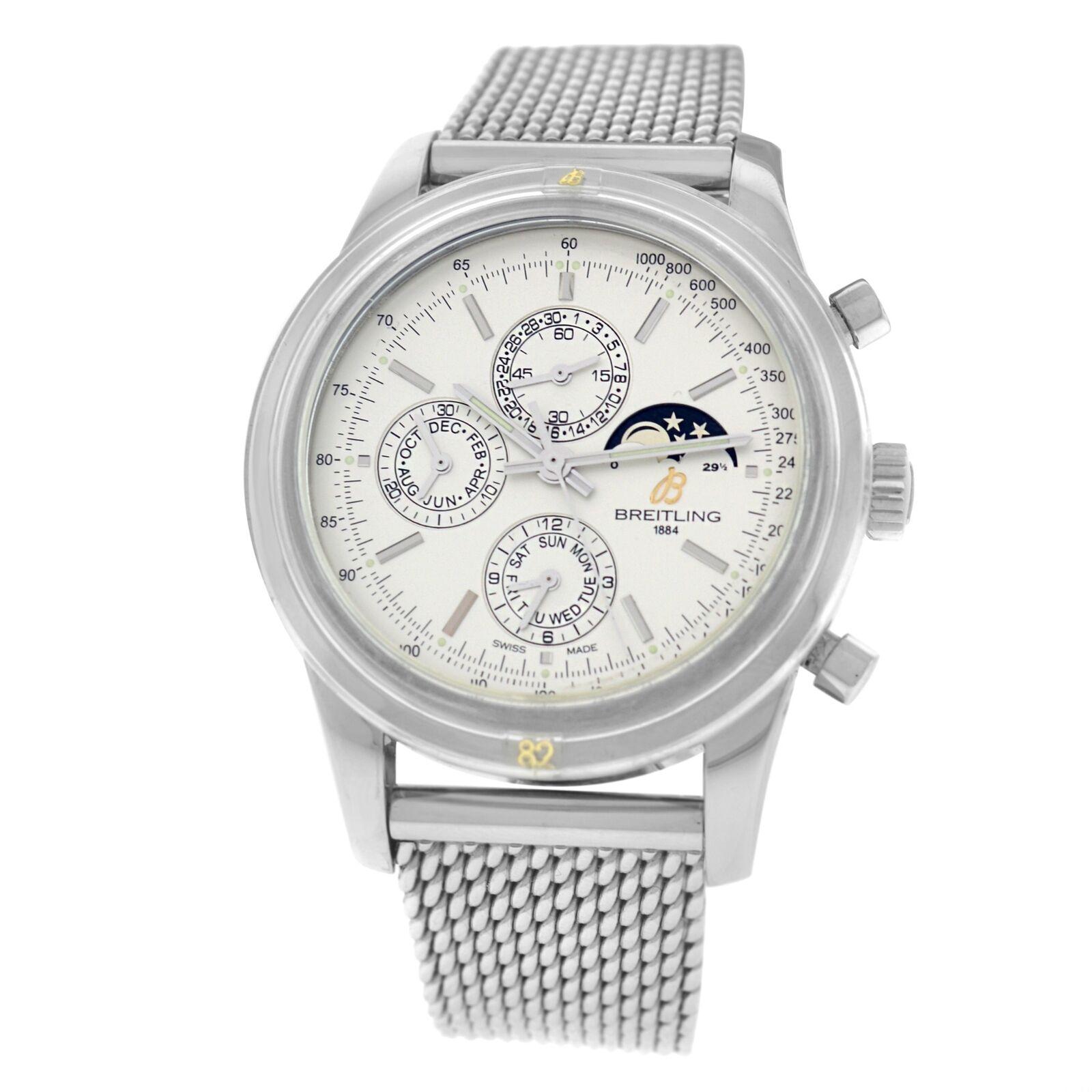 Authentic Men's Breitling Transocean Steel Chronograph Moon Watch im Angebot