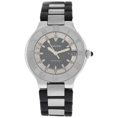 Authentic Men
s Cartier Autoscaph Stainless Steel Date Automatic Watch