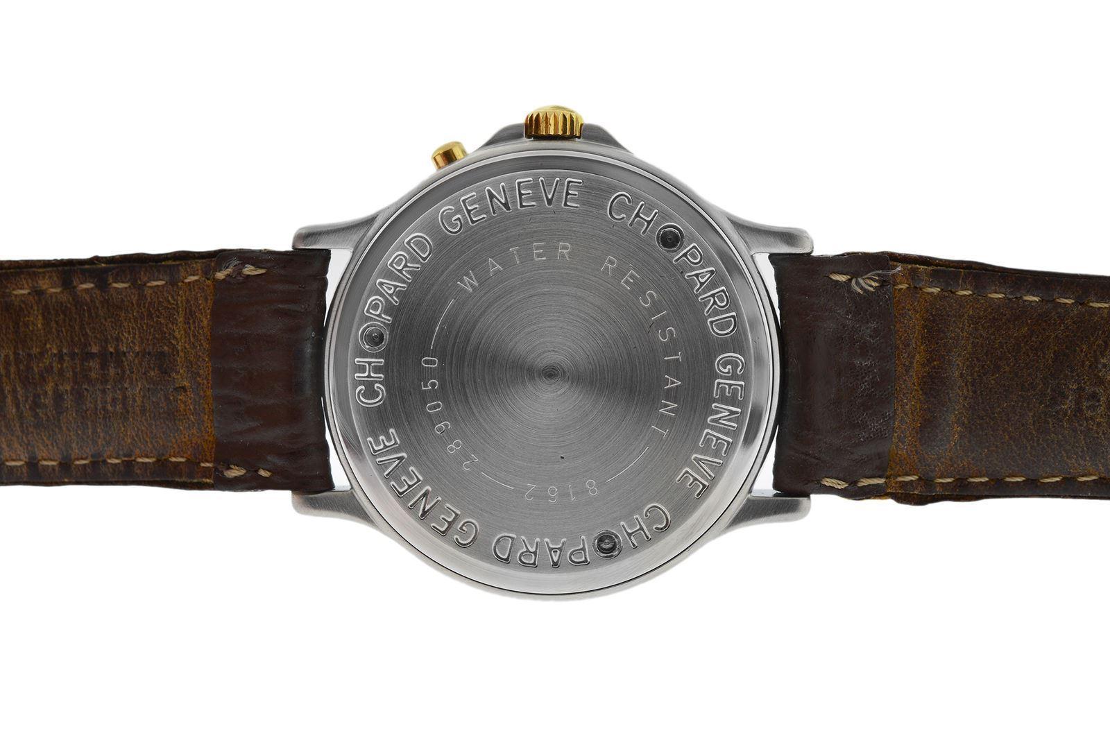 Authentic Men's Chopard 1000 Mille Miglia Steel 18 Karat Gold Quartz Watch In Excellent Condition In New York, NY