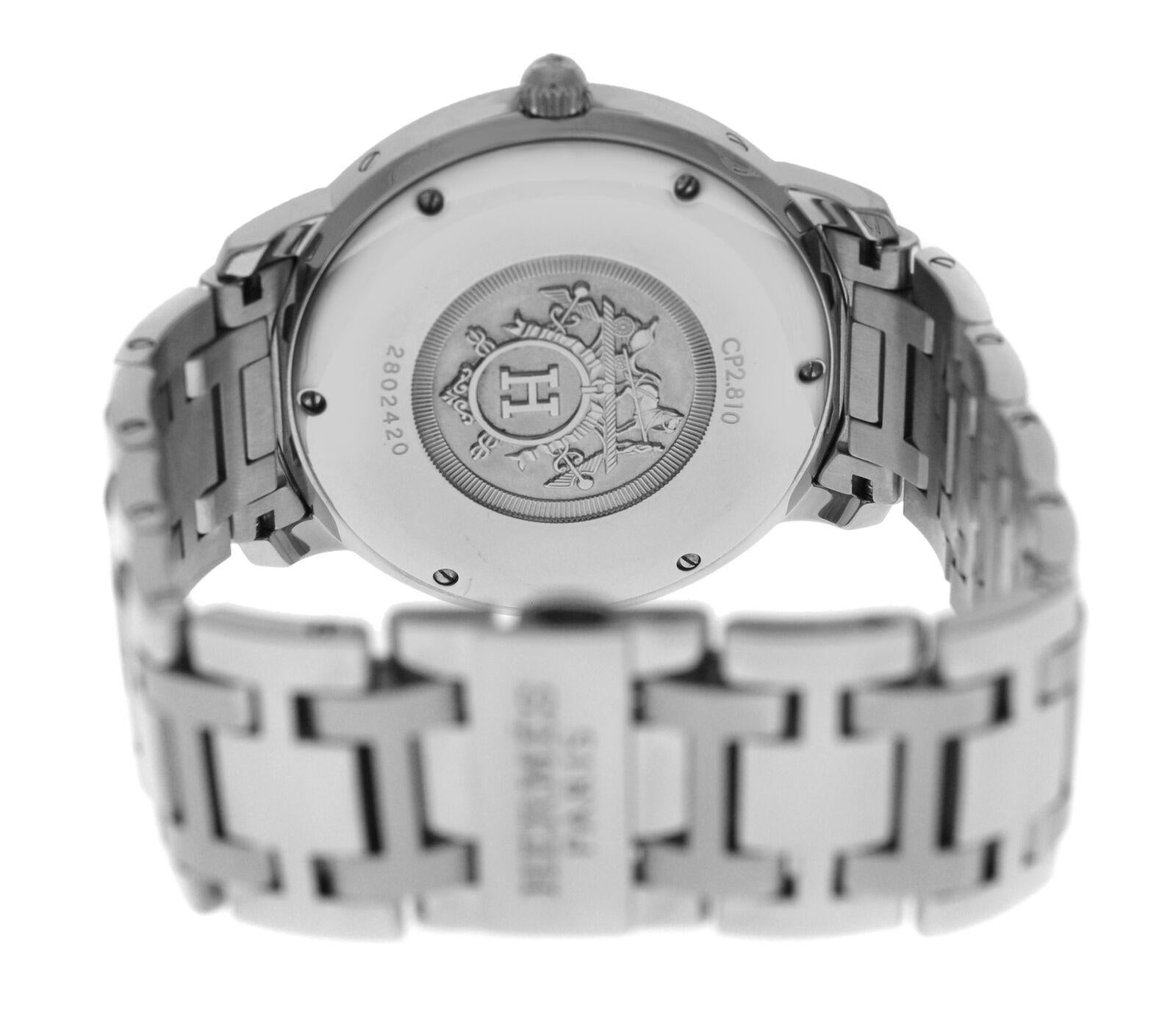 Modern Authentic Men’s Hermes Clipper Date Steel Automatic Watch For Sale