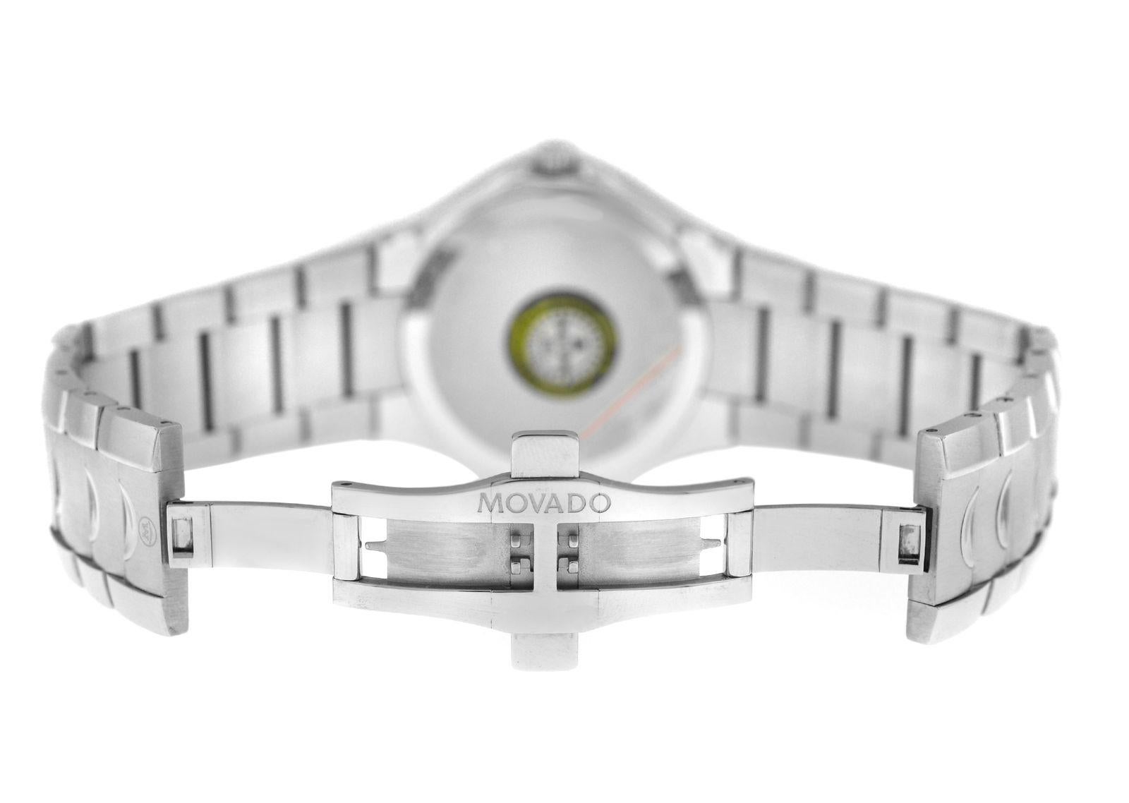 De los hombres Reloj de cuarzo Movado Luno auténtico para hombre, acero, esfera negra