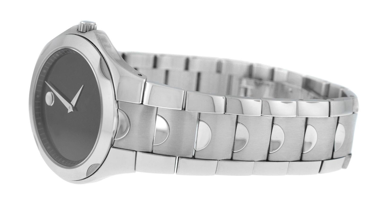 Reloj de cuarzo Movado Luno auténtico para hombre, acero, esfera negra 2