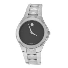 Reloj de cuarzo Movado Luno auténtico para hombre, acero, esfera negra