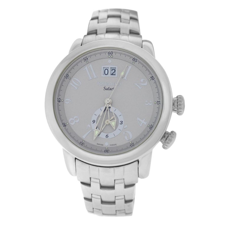 Authentic Men's Tourneau Safari Dual Time Zone Quartz Date Watch For