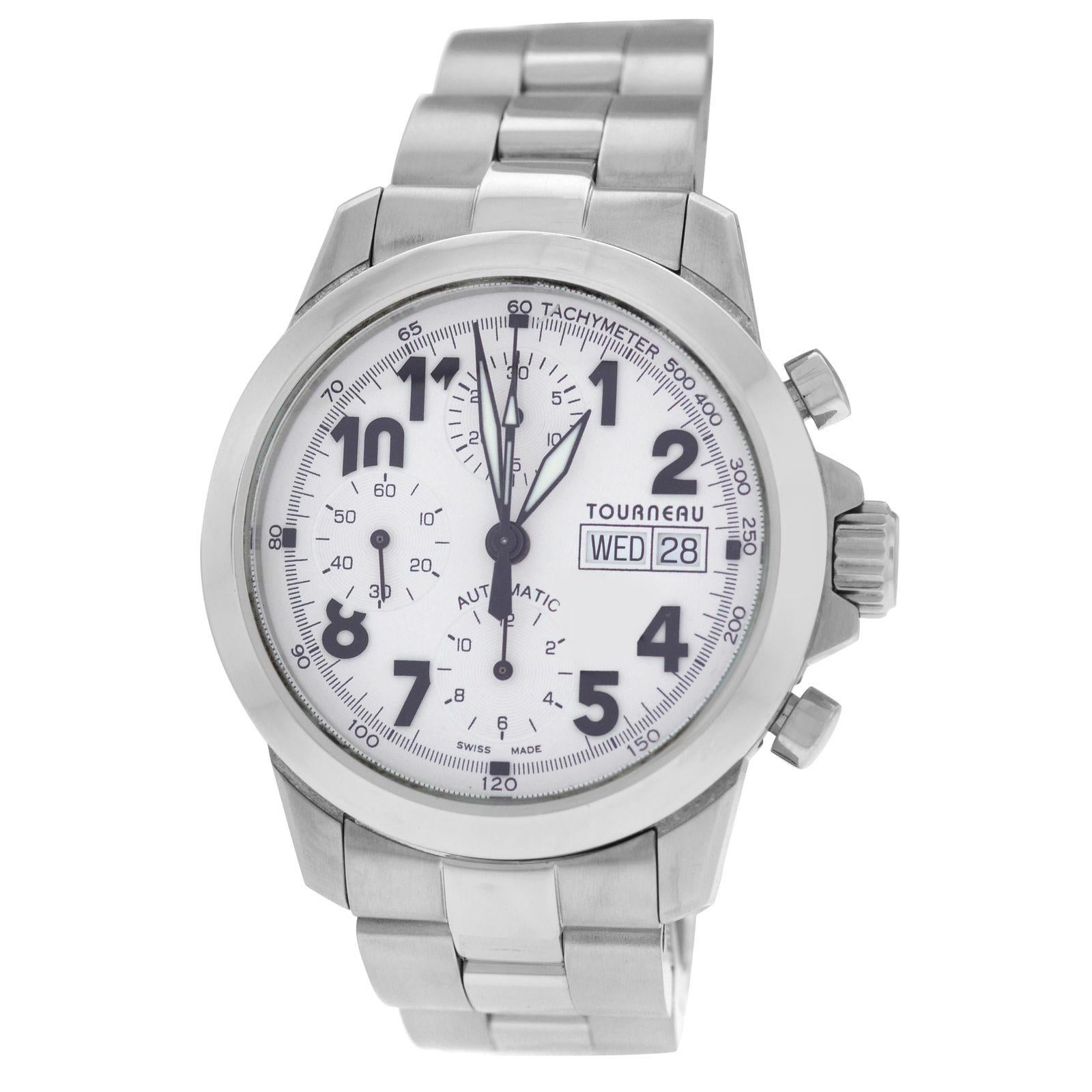 Authentic Men's Tourneau Sportgraph Valjoux Chronograph Day Date Watch For Sale