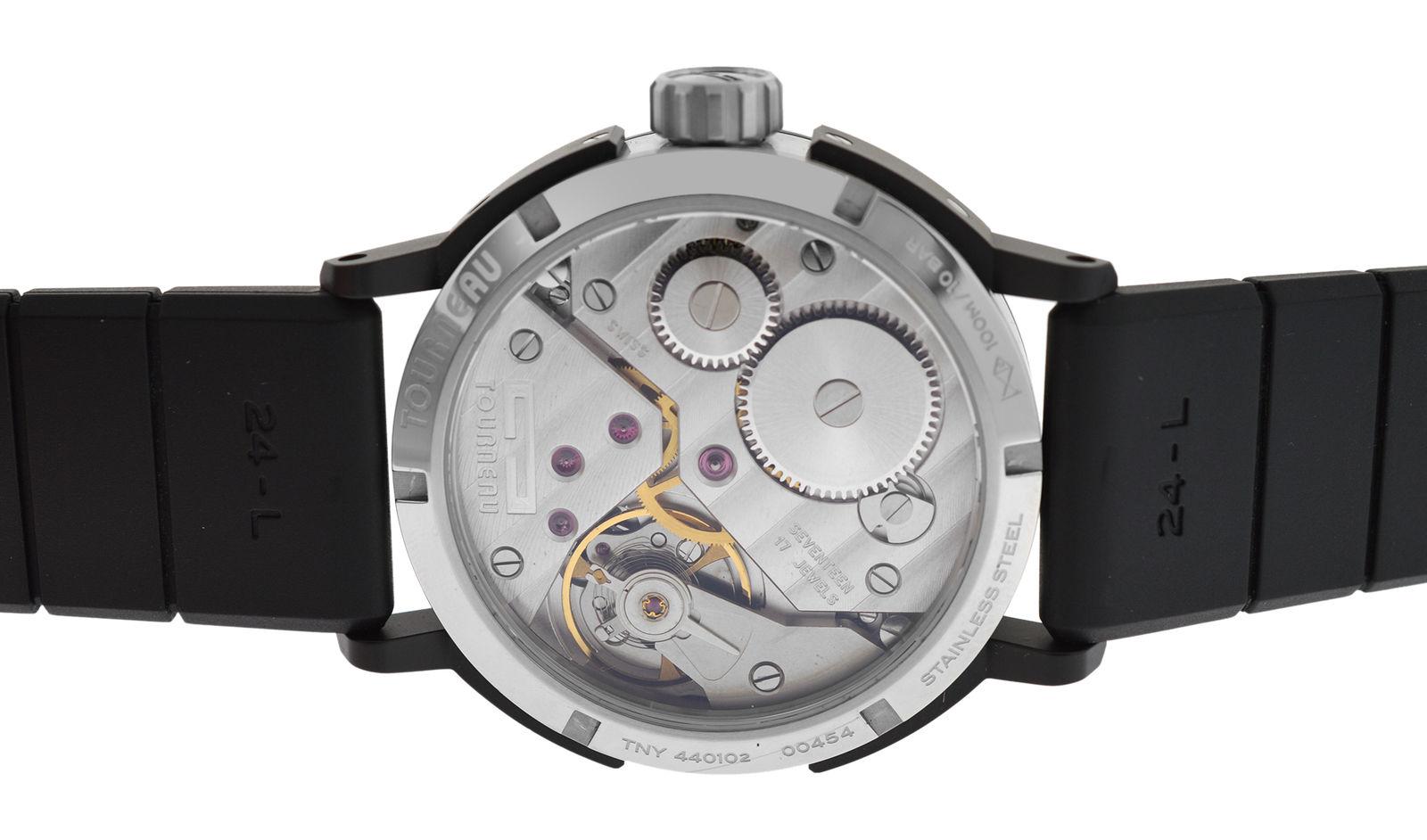 Authentic Men's Tourneau Stainless Steel Mechanical Watch In Excellent Condition In New York, NY