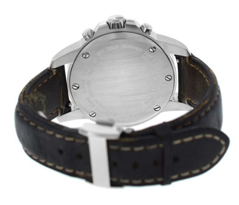 Authentic Men's Tourneau Steel Chronograph Quartz Date Watch For Sale