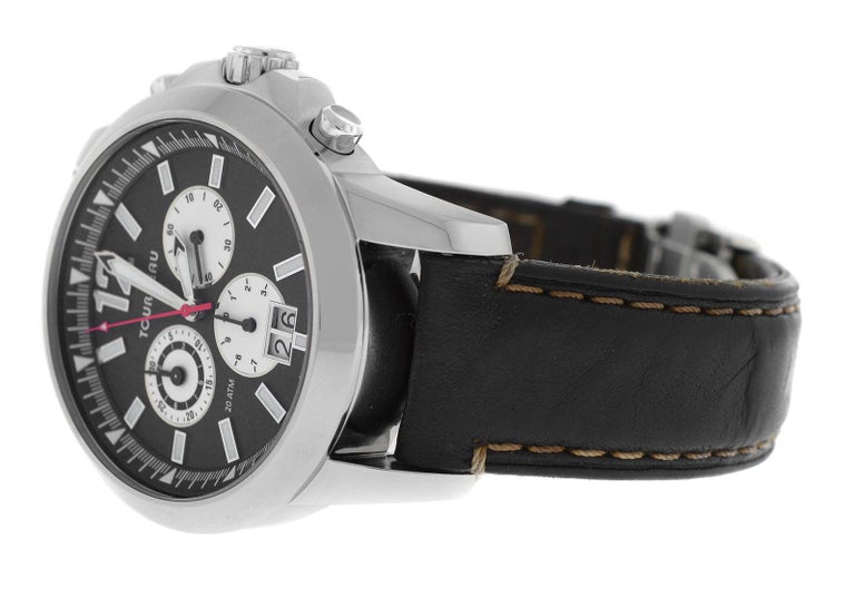 Authentic Men's Tourneau Steel Chronograph Quartz Date Watch For Sale