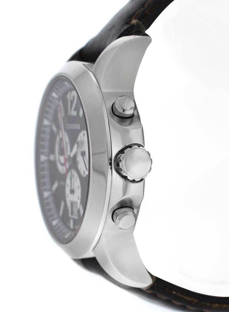 Authentic Men's Tourneau Steel Chronograph Quartz Date Watch For Sale