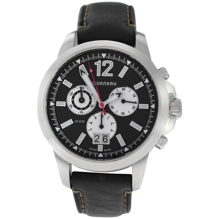 Authentic Men's Tourneau Steel Chronograph Quartz Date Watch For Sale at 1stDibs tourneau