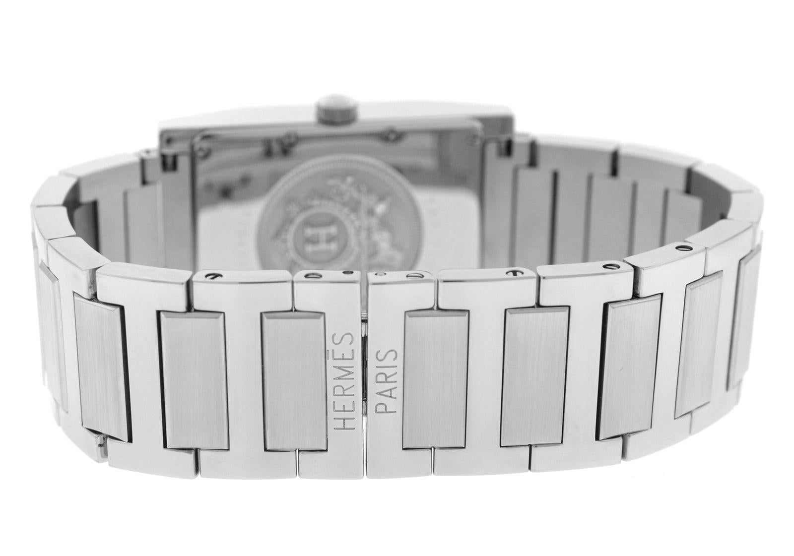Authentic Men's Unisex Hermes Tandem Steel Quartz Watch In Excellent Condition In New York, NY