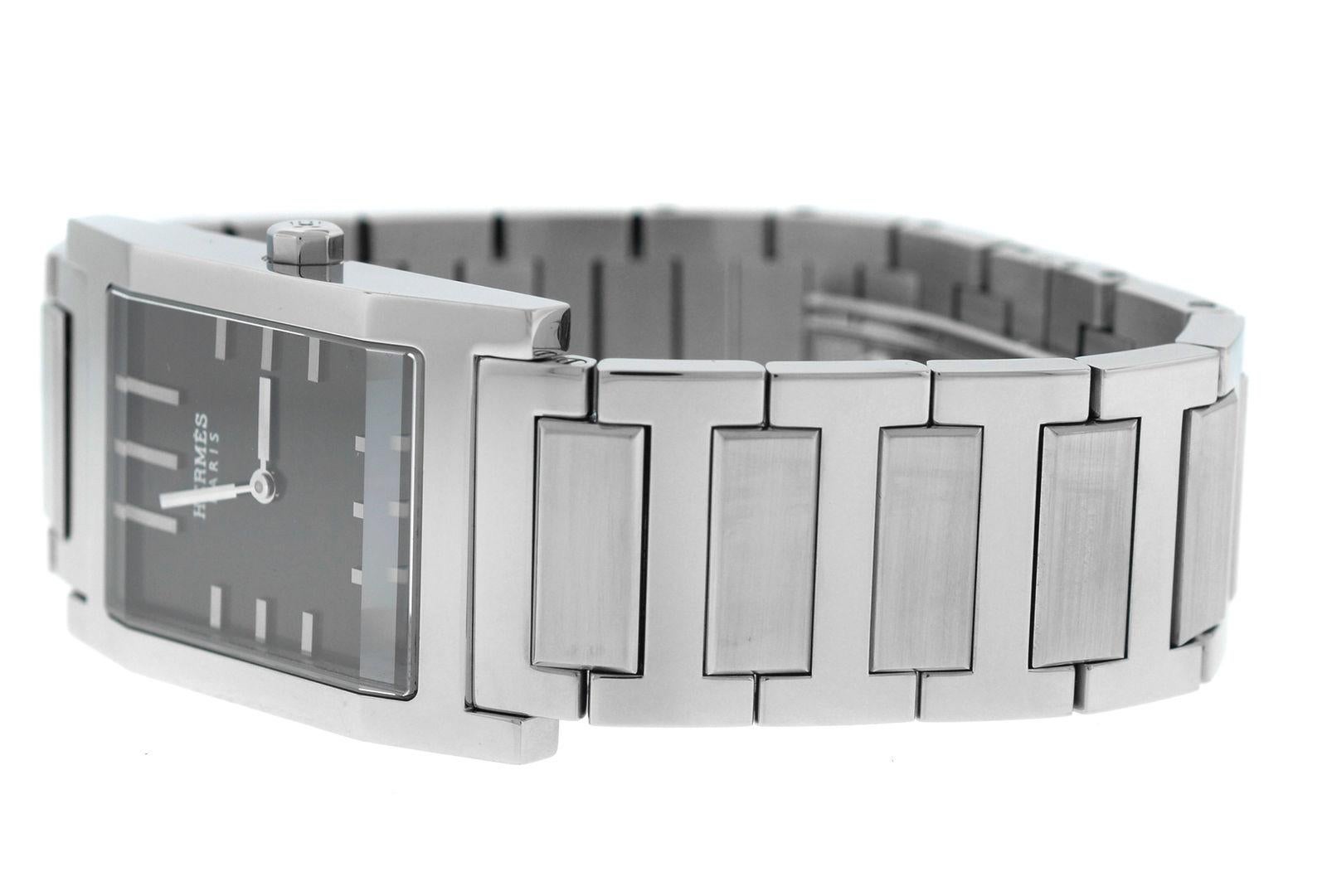 Authentic Men's Unisex Hermes Tandem Steel Quartz Watch 2