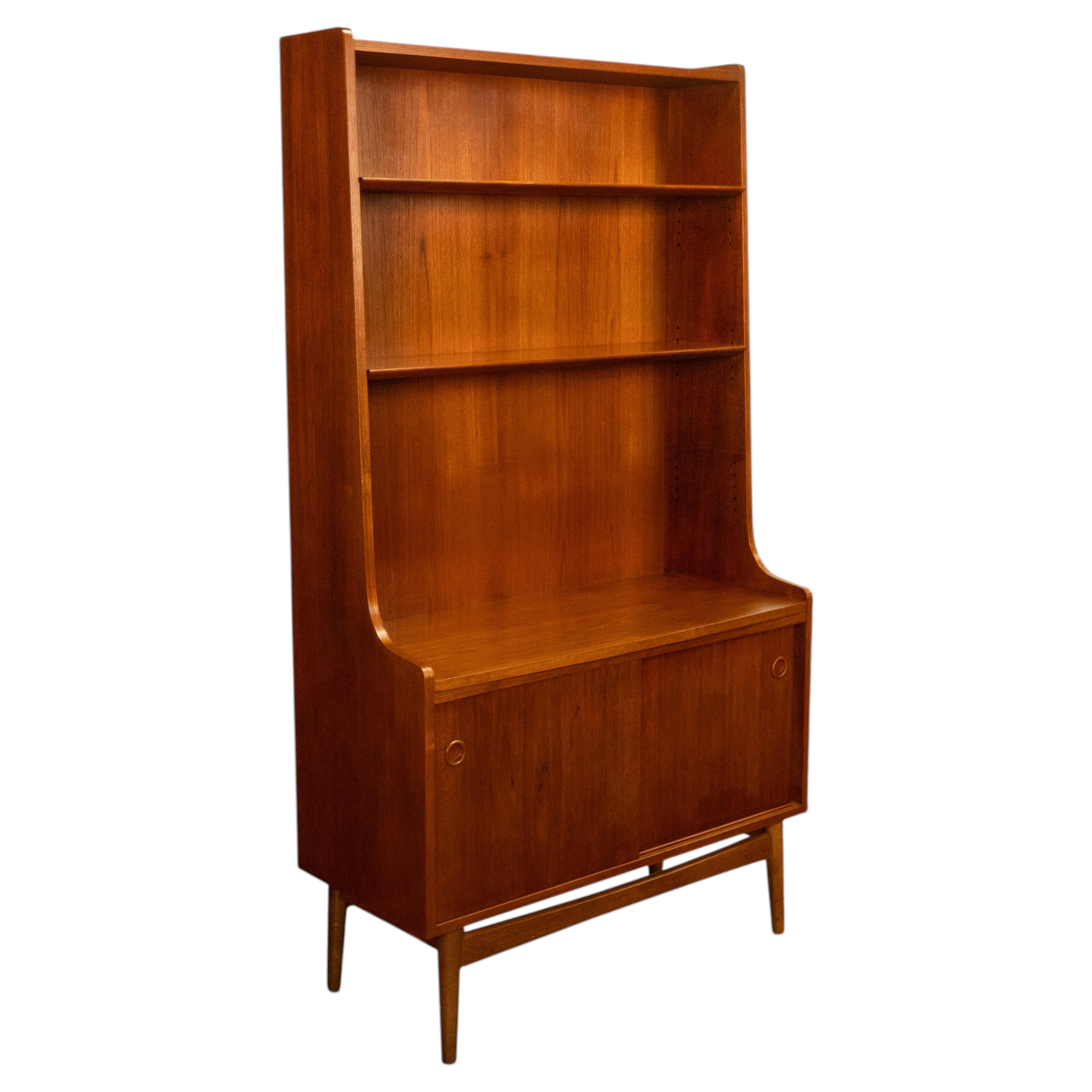 Authentic Mid Century Modern Danish Teak Bookcase Cabinet by Johannes Sorth 1965 For Sale